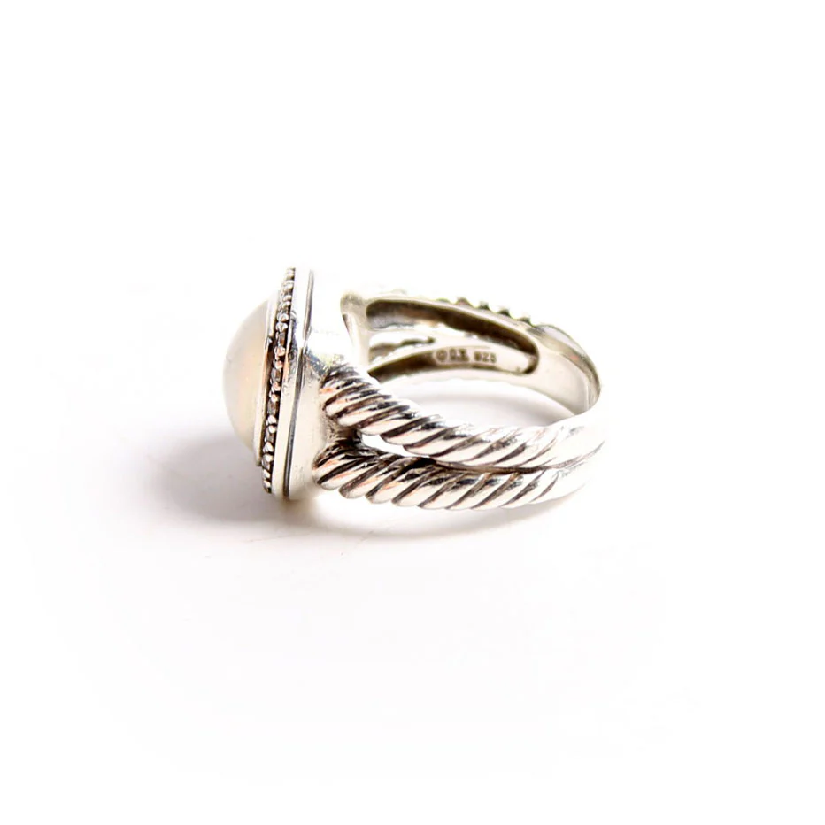 Albion 12MM Ring 925/Pave/Mother Of Pearl Size 9 - Image 2