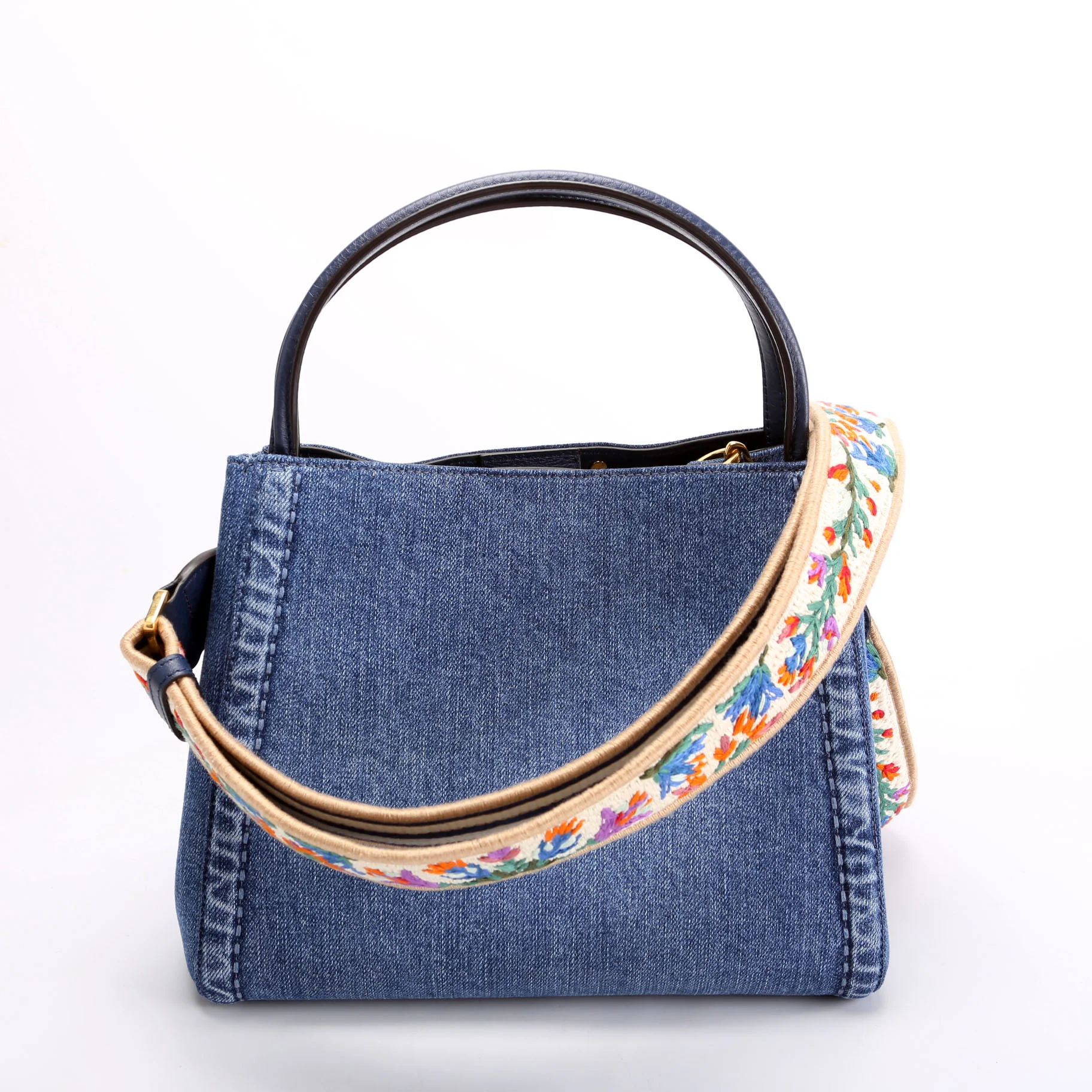 Alltime Medium Denim With Embroidered Strap Blue/Multicolor - Image 3