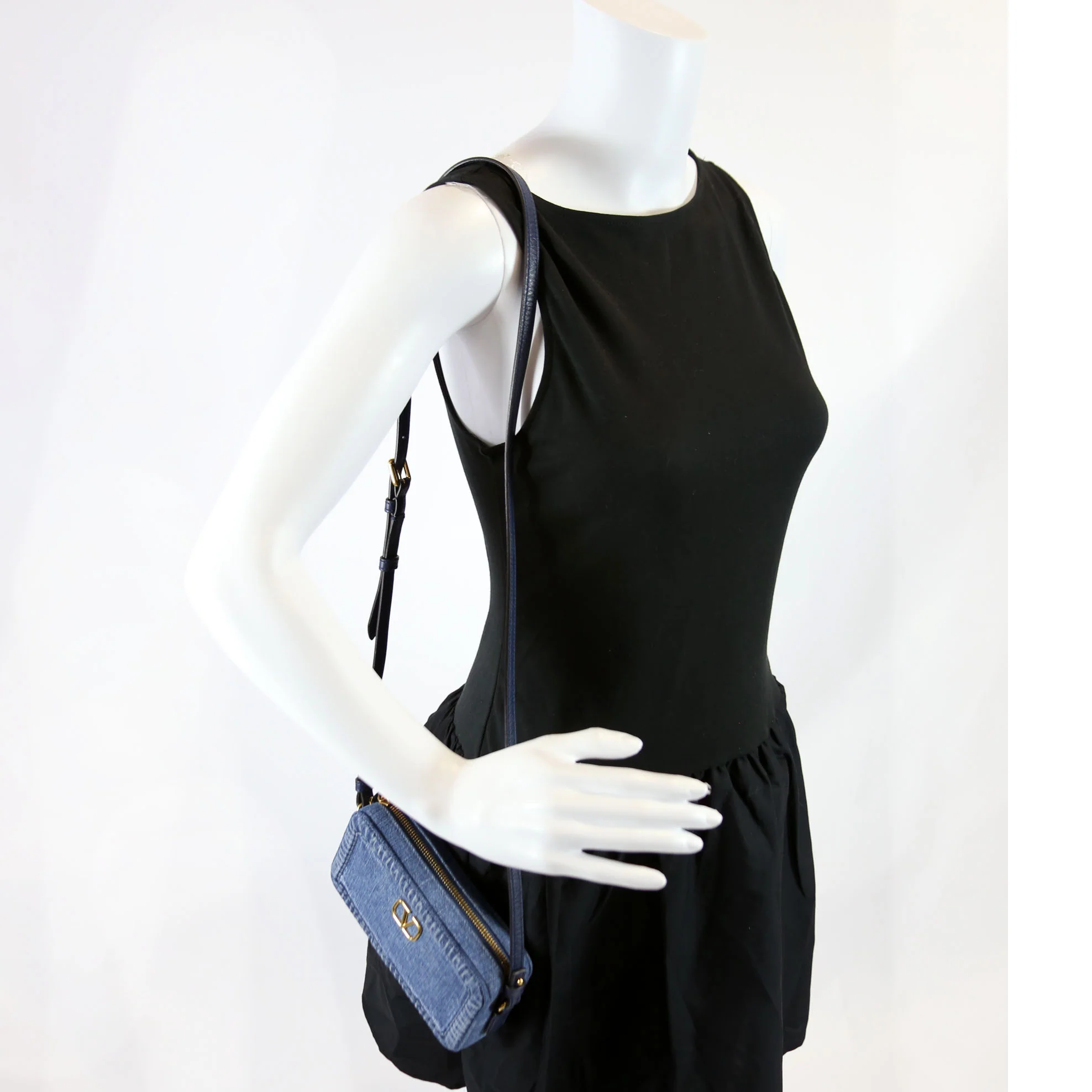 Alltime Mini Denim Crossbody Denim/Gold - Image 9