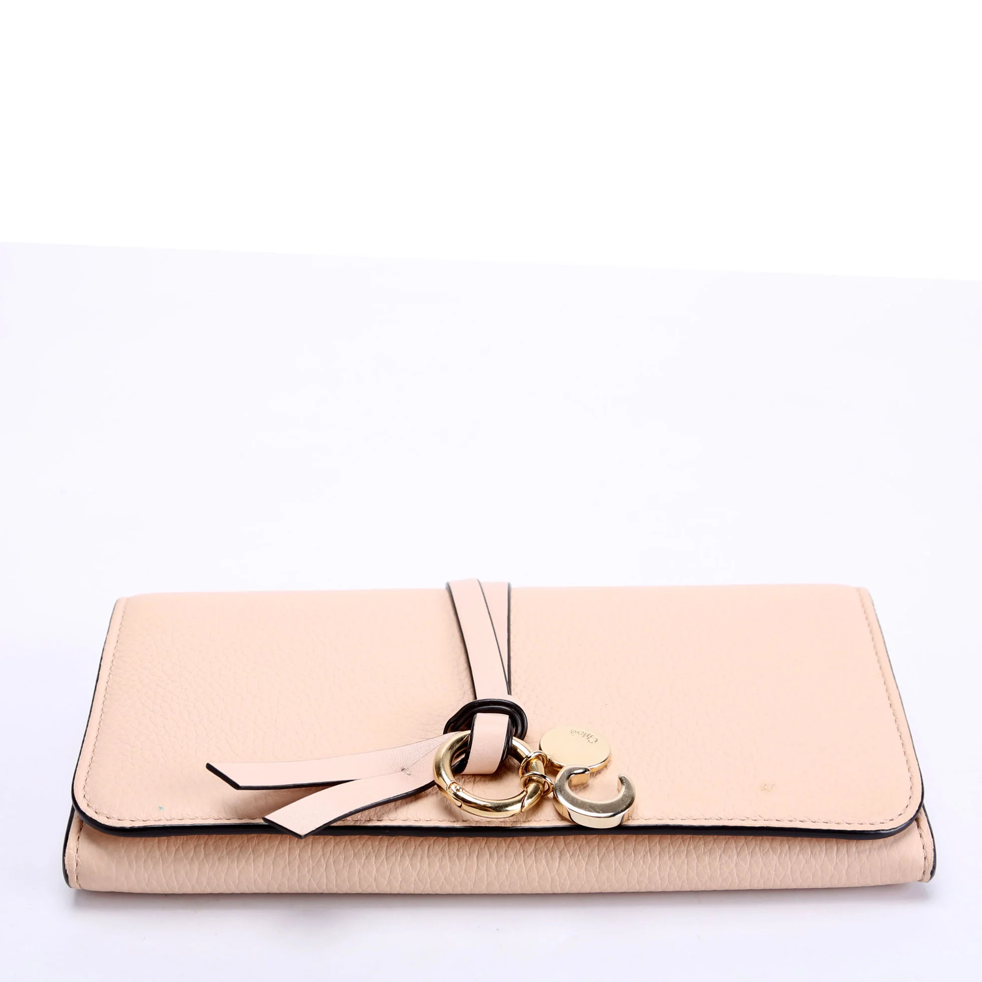 Alphabet Grain Leather Long Wallet Beige - Image 4
