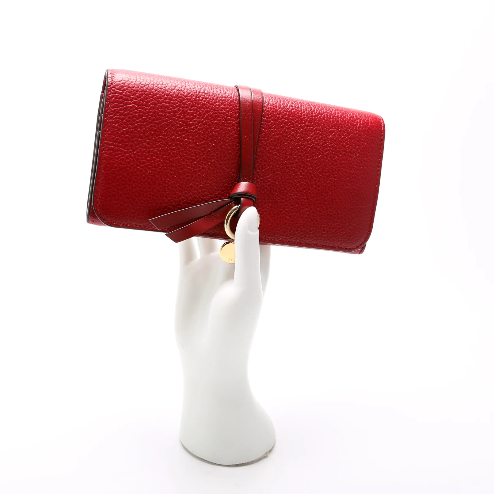 Alphabet Grain Leather Long Wallet Red - Image 10