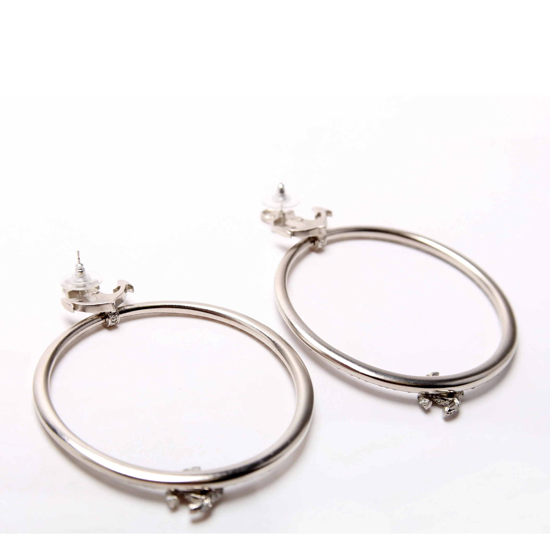 Anchor Strass Hoop Earrings Silver - Image 4