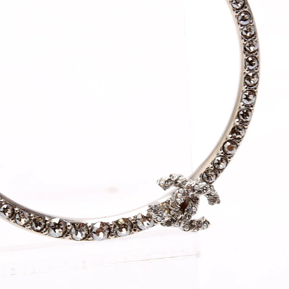 Anchor Strass Hoop Earrings Silver - Image 5