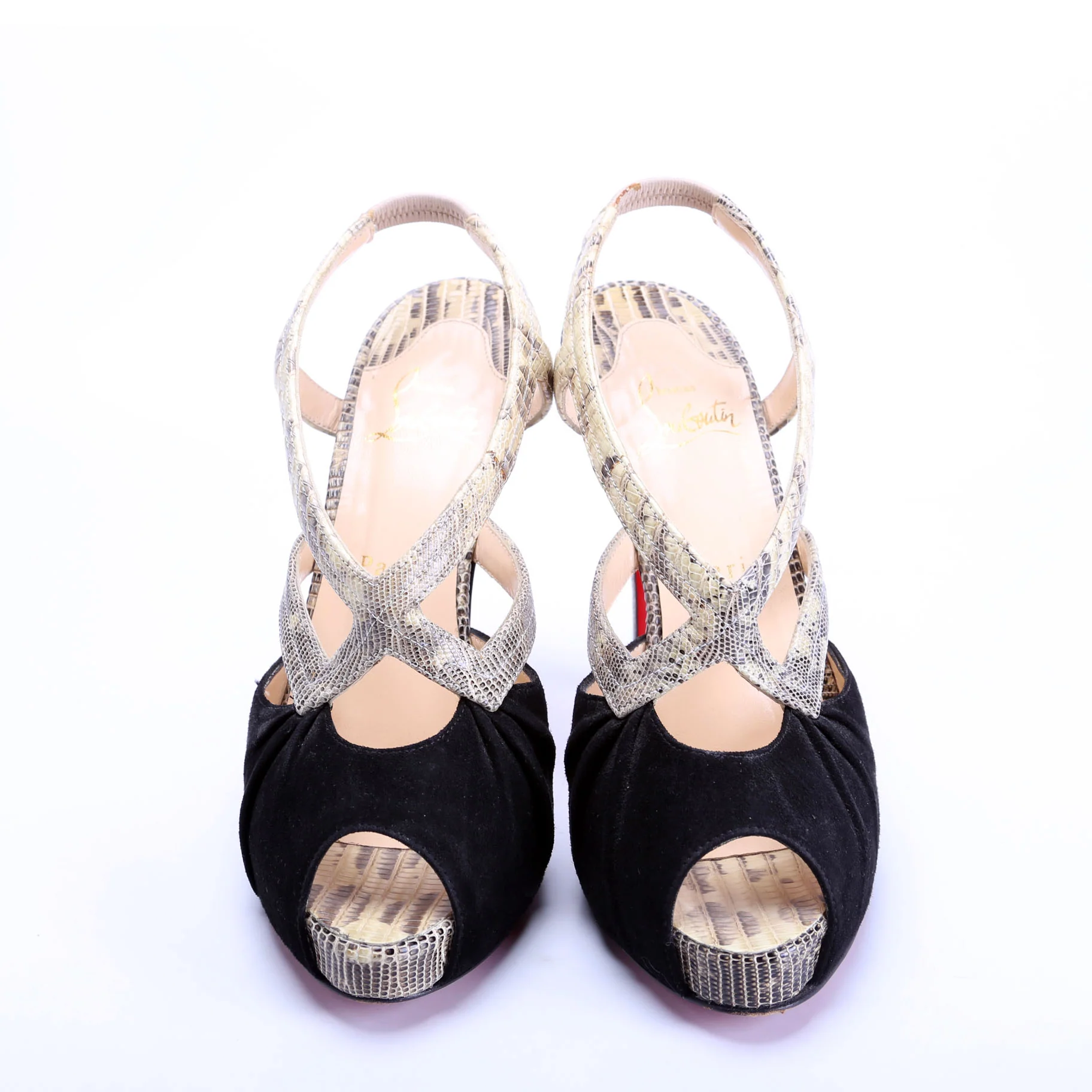 Angela Suede/Snakeskin 120 Sandals Size 38 - Image 2