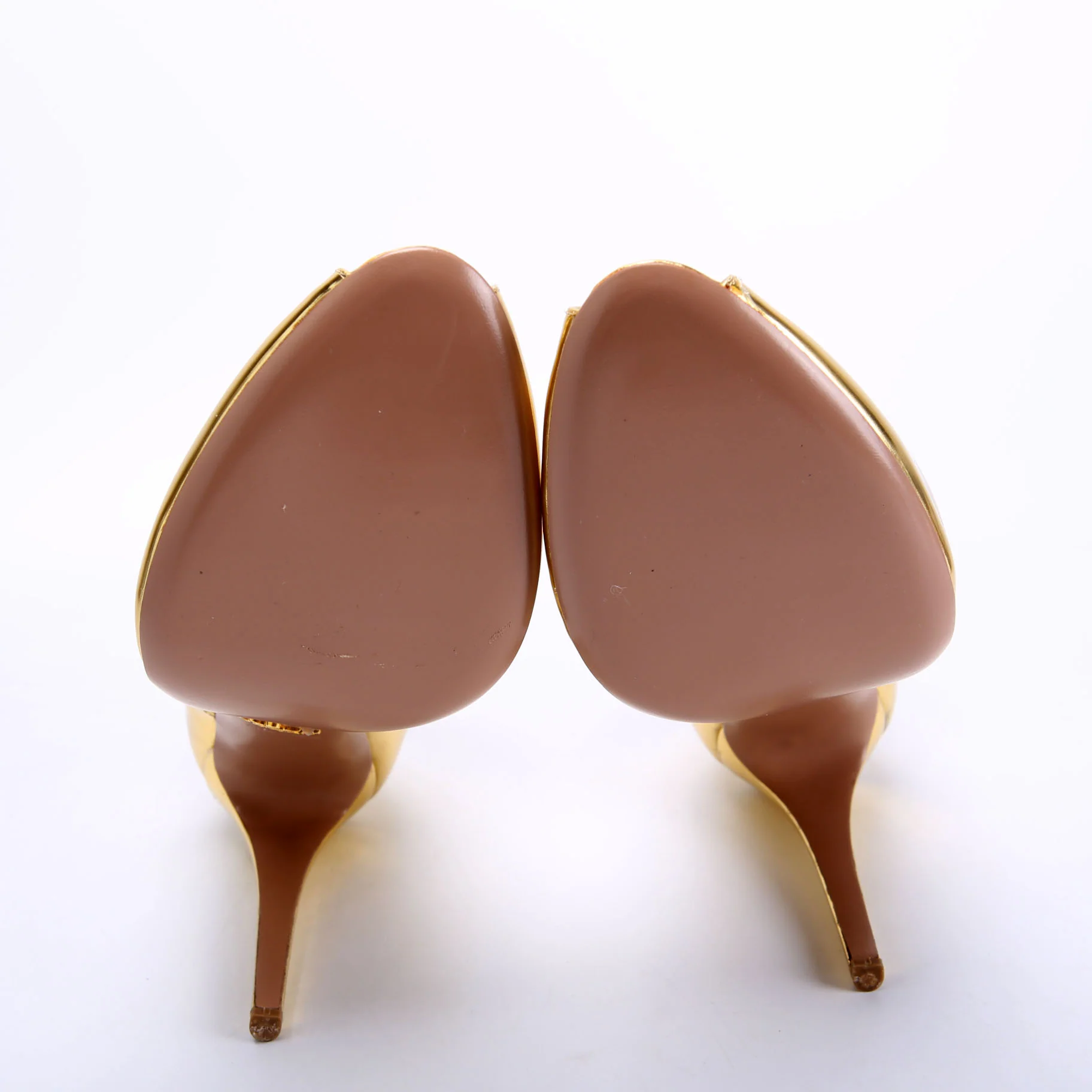 Ankle Strap Peep-Toe Heels Size 41 Gold - Image 8