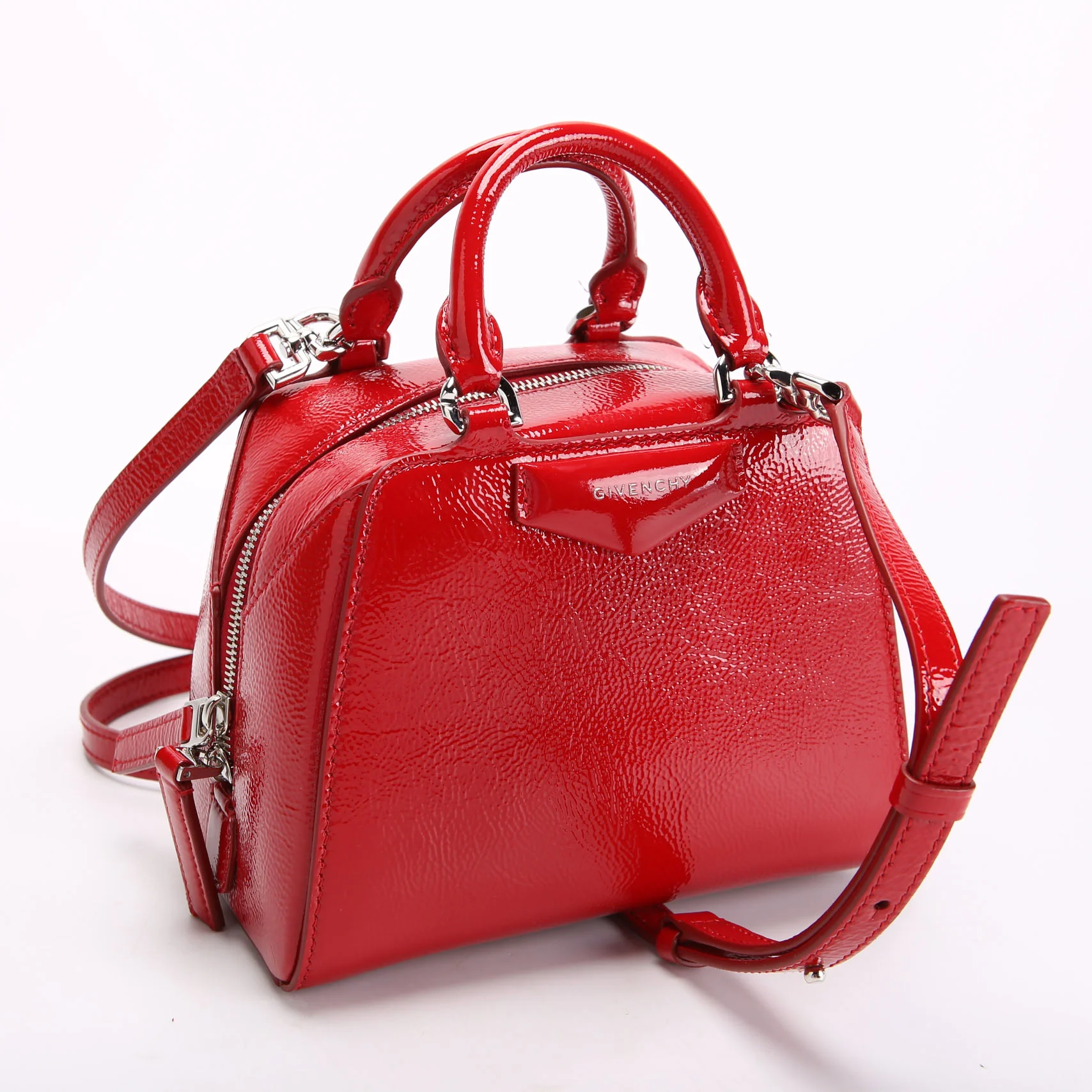 Antigona Nano Cube Patent Crossbody Red - Image 2