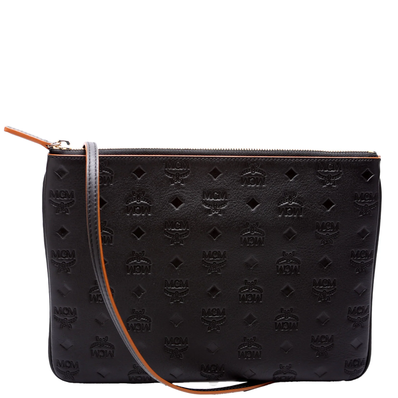 Aren Monogram Leather Crossbody Pouch Black
