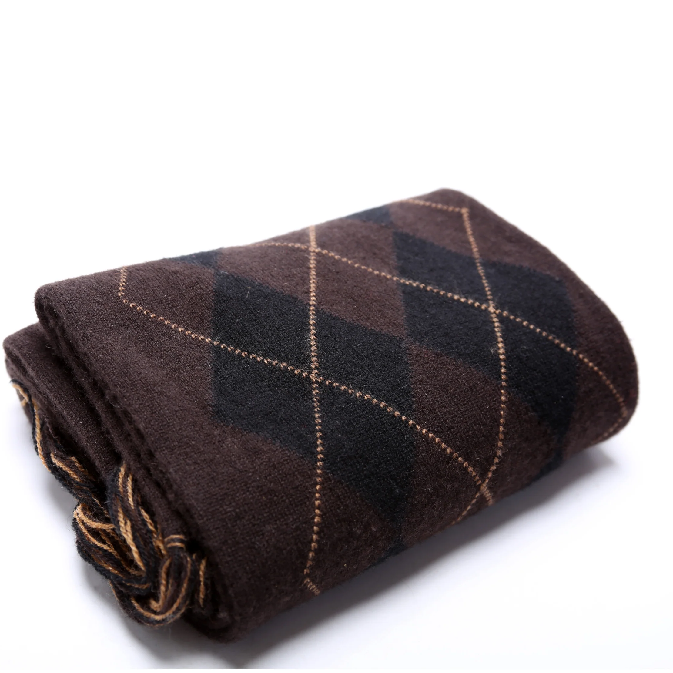 Argyle Fringe Cashmere Scarf - Image 2