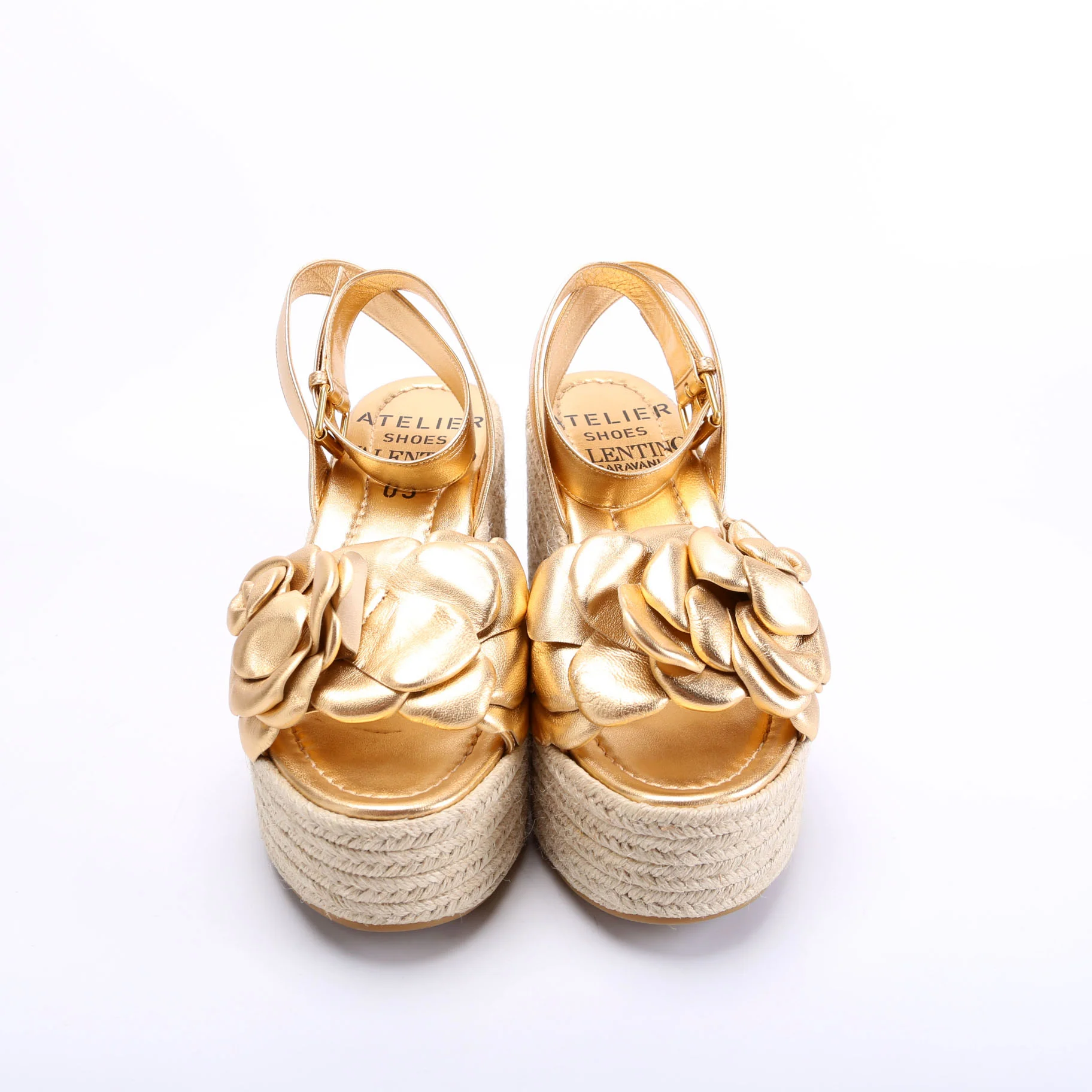 Atelier Flowers Espadrille Sandals Size 38.5 Gold - Image 2
