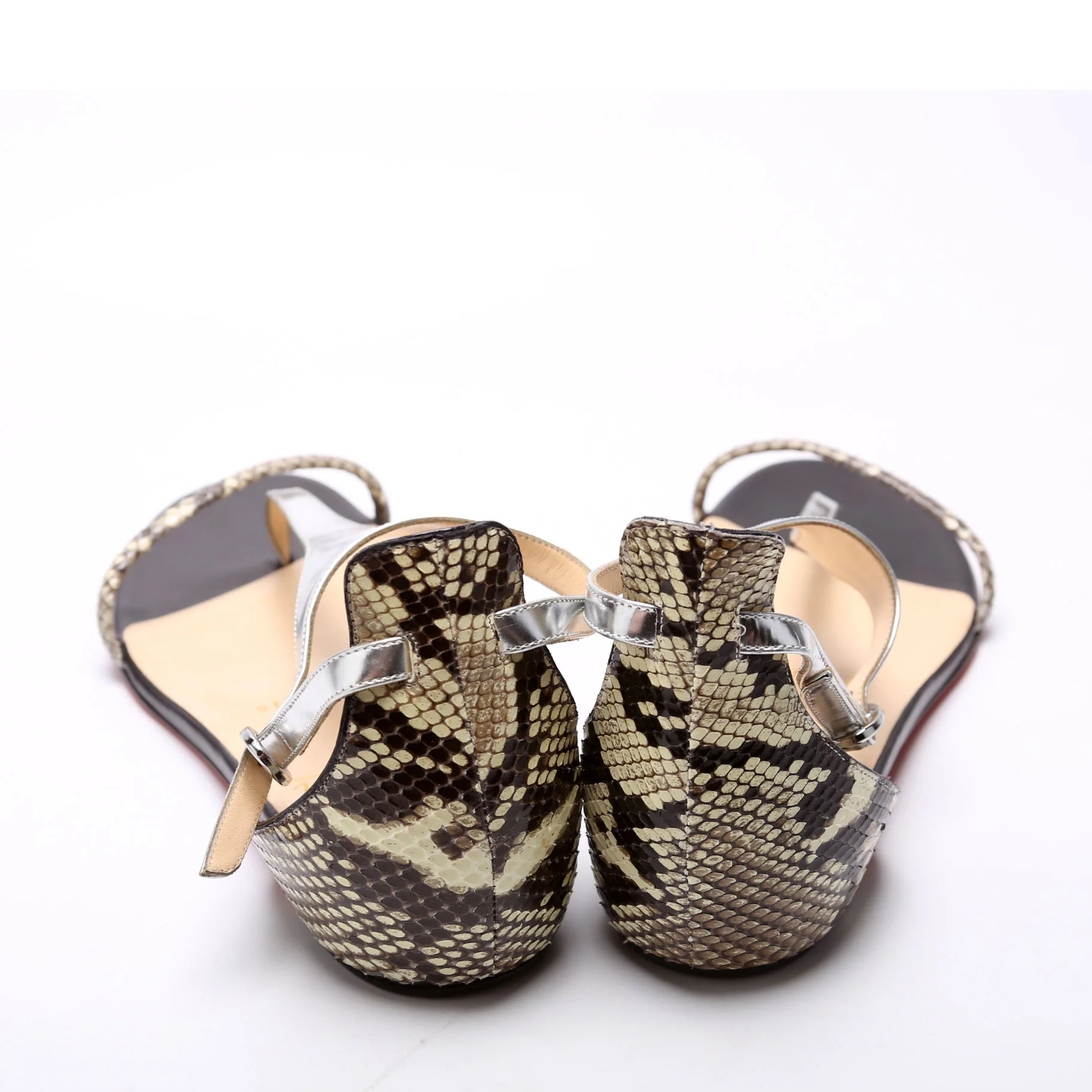 Athena Flat Sandals Size 39 Silver/Snakeskin - Image 4