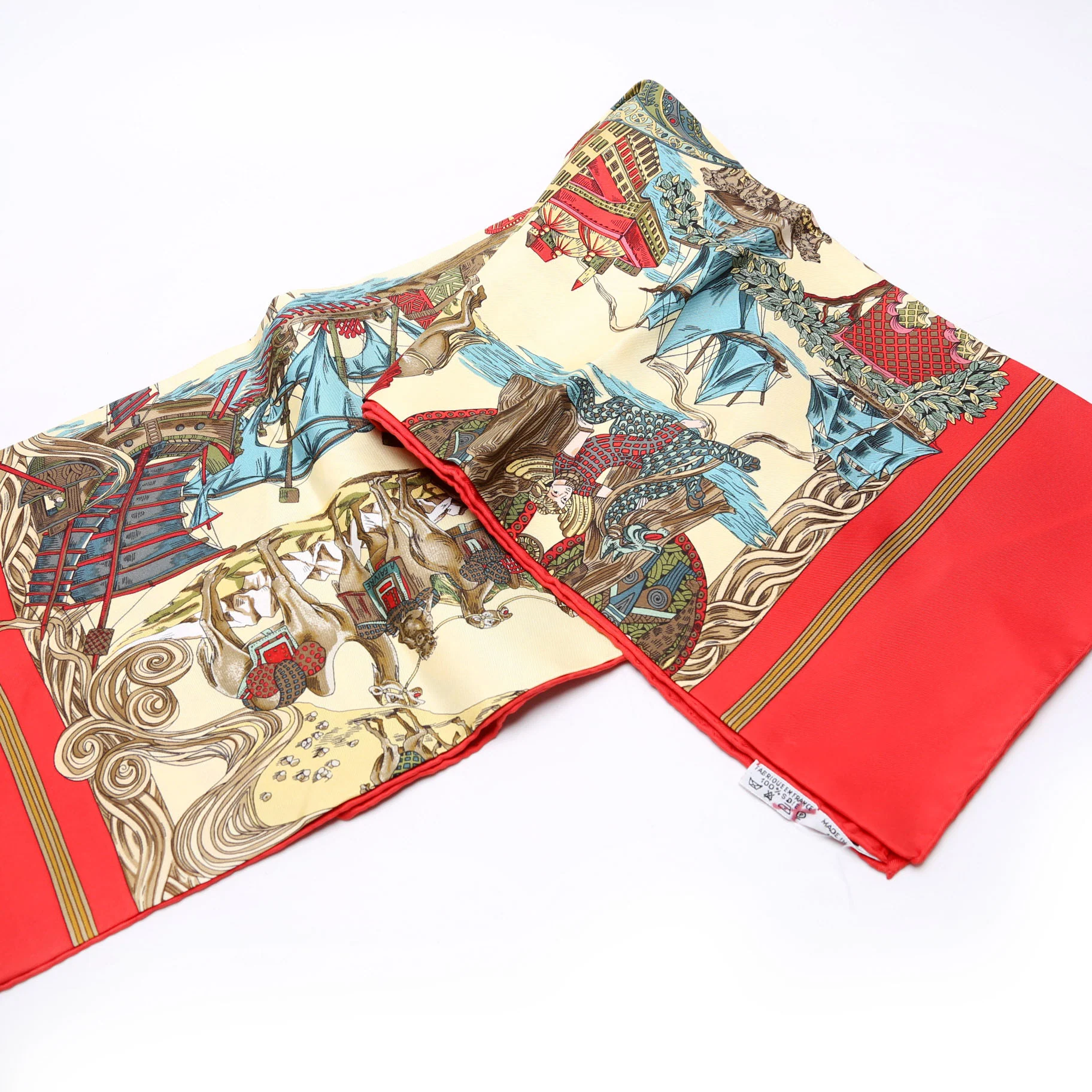 Au Fil De La Soie Silk Scarf 90 Red/Multicolor - Image 2