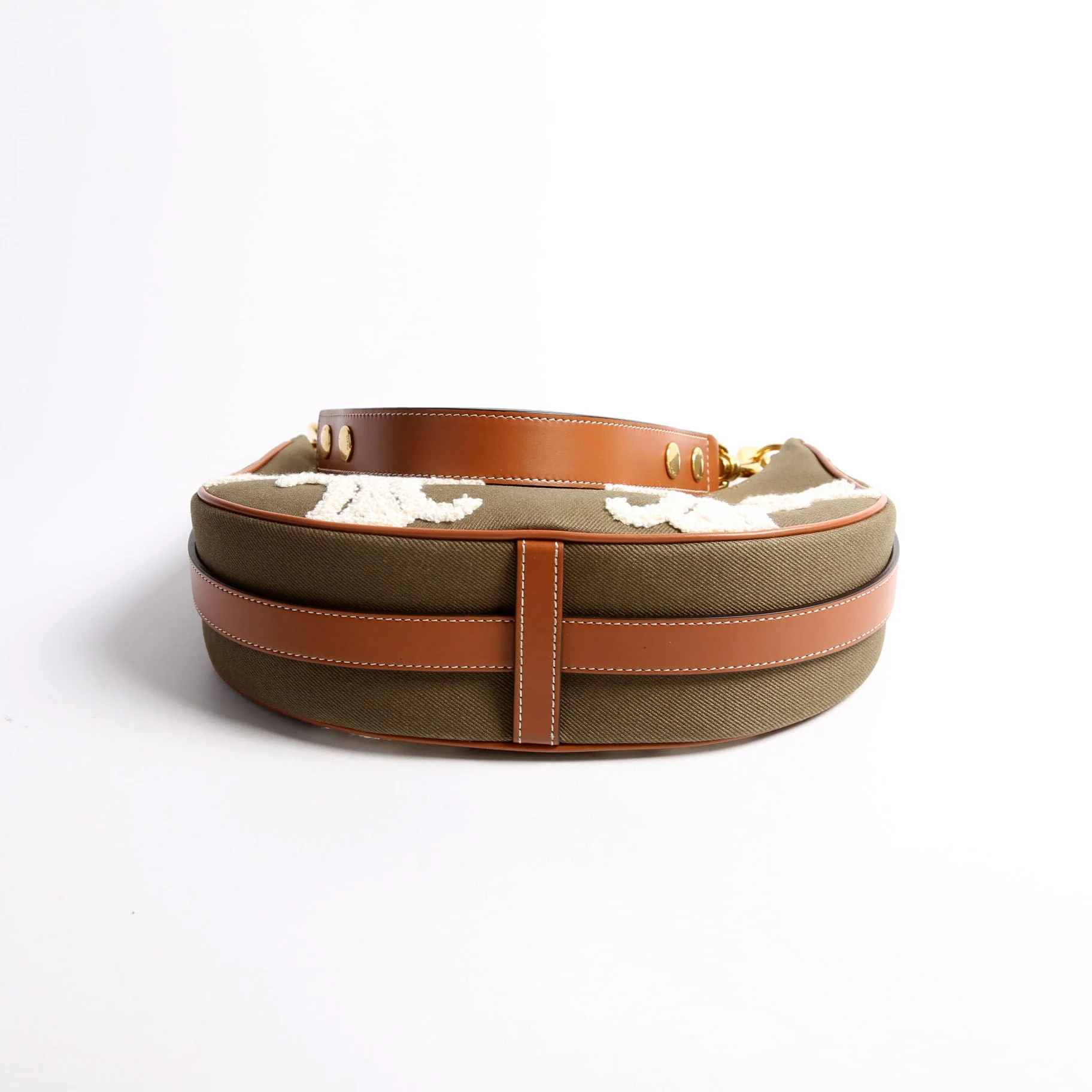 Ava Medium Canvas Bouclette Green/Brown/White - Image 3