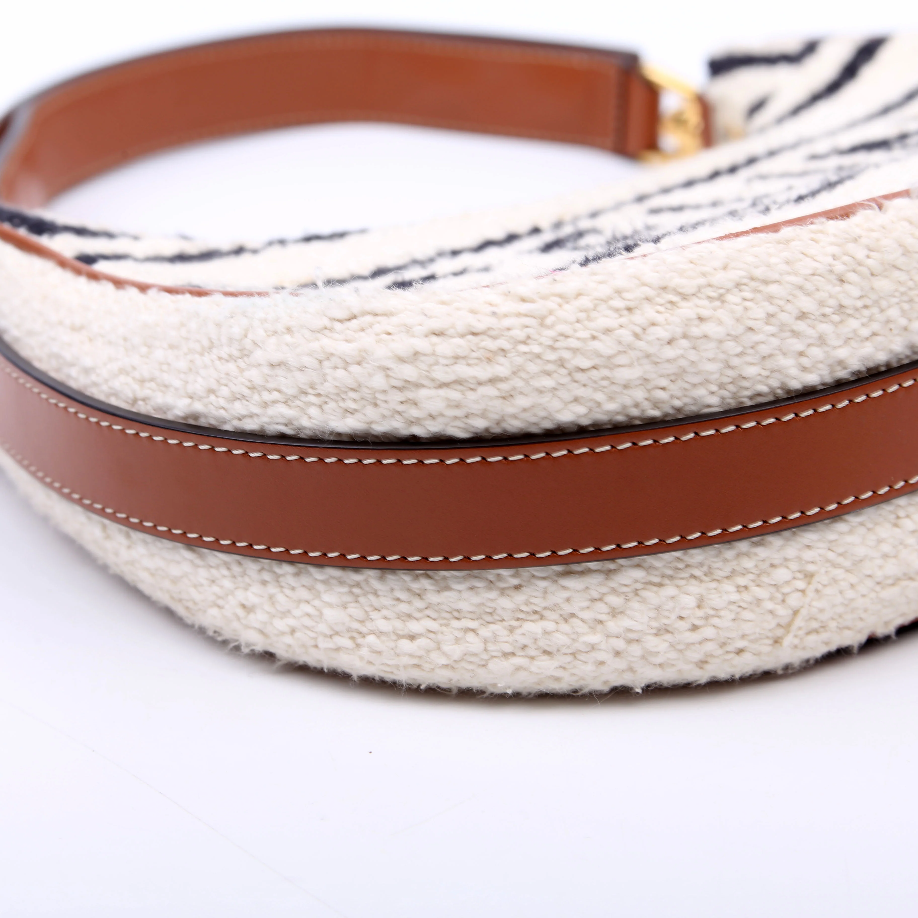 Ava Medium Textile/Calfskin Cream/Brown - Image 6