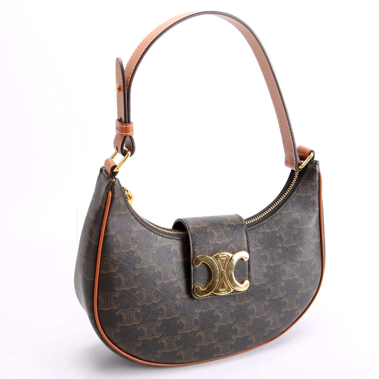 Ava Triomphe Medium Canvas Calfskin Brown/Gold - Image 2