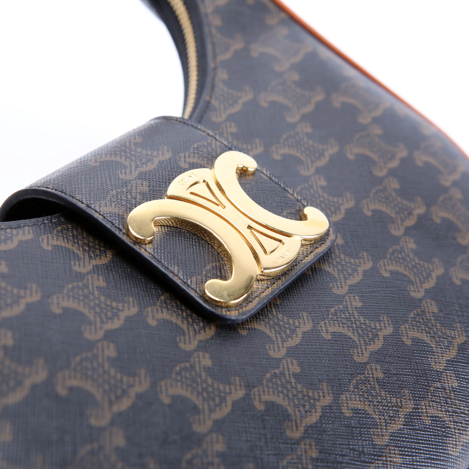 Ava Triomphe Medium Canvas Calfskin Brown/Gold - Image 6