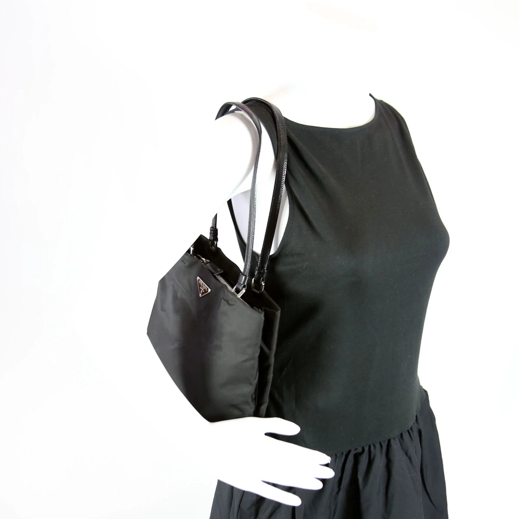 B11214 Tessuto Nylon Mini Tote Black - Image 11