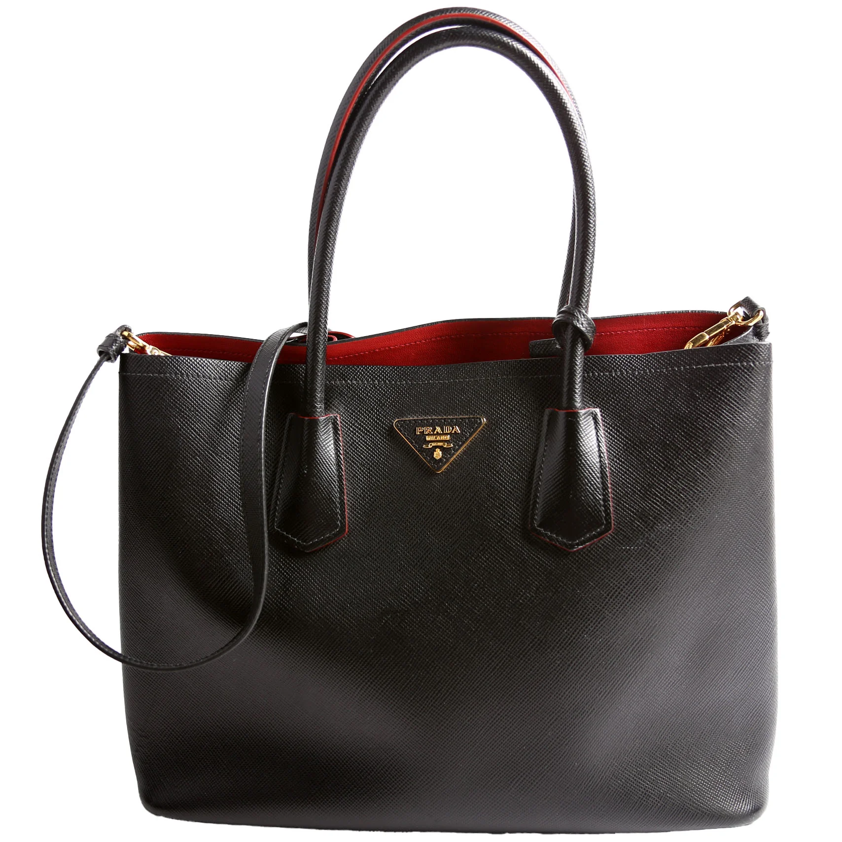 B2756T Saffiano Cuir Double Tote Medium Black