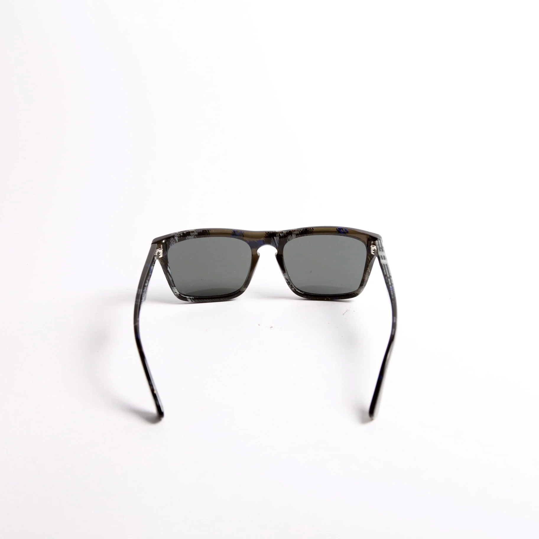 B4434 Square Check Sunglasses Black/Blue - Image 3