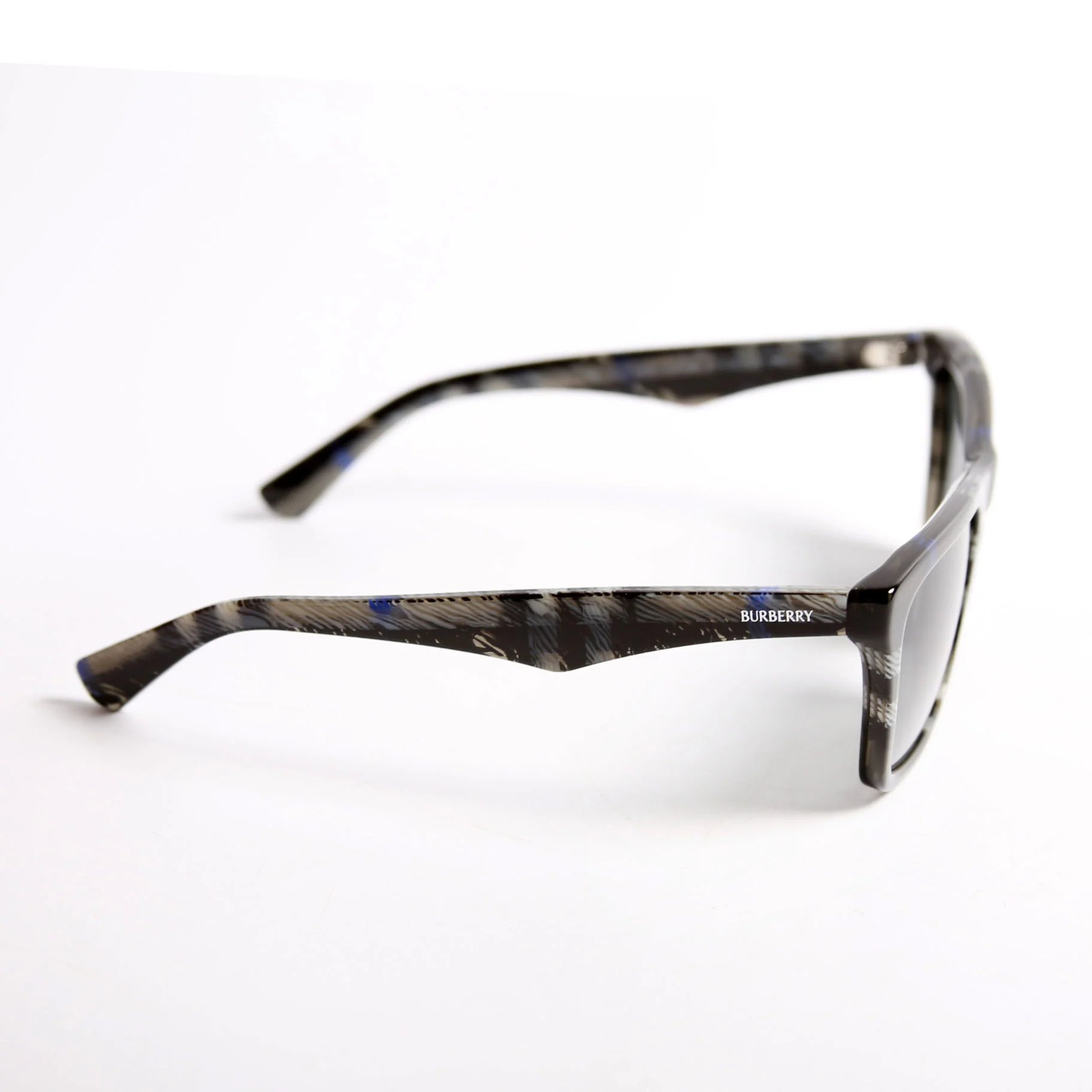 B4434 Square Check Sunglasses Black/Navy - Image 3