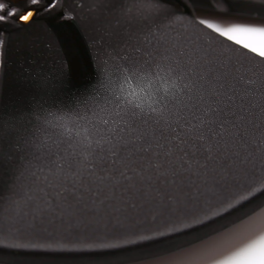 Babylone Smooth Leather Sandals Size 38.5 Black - Image 7