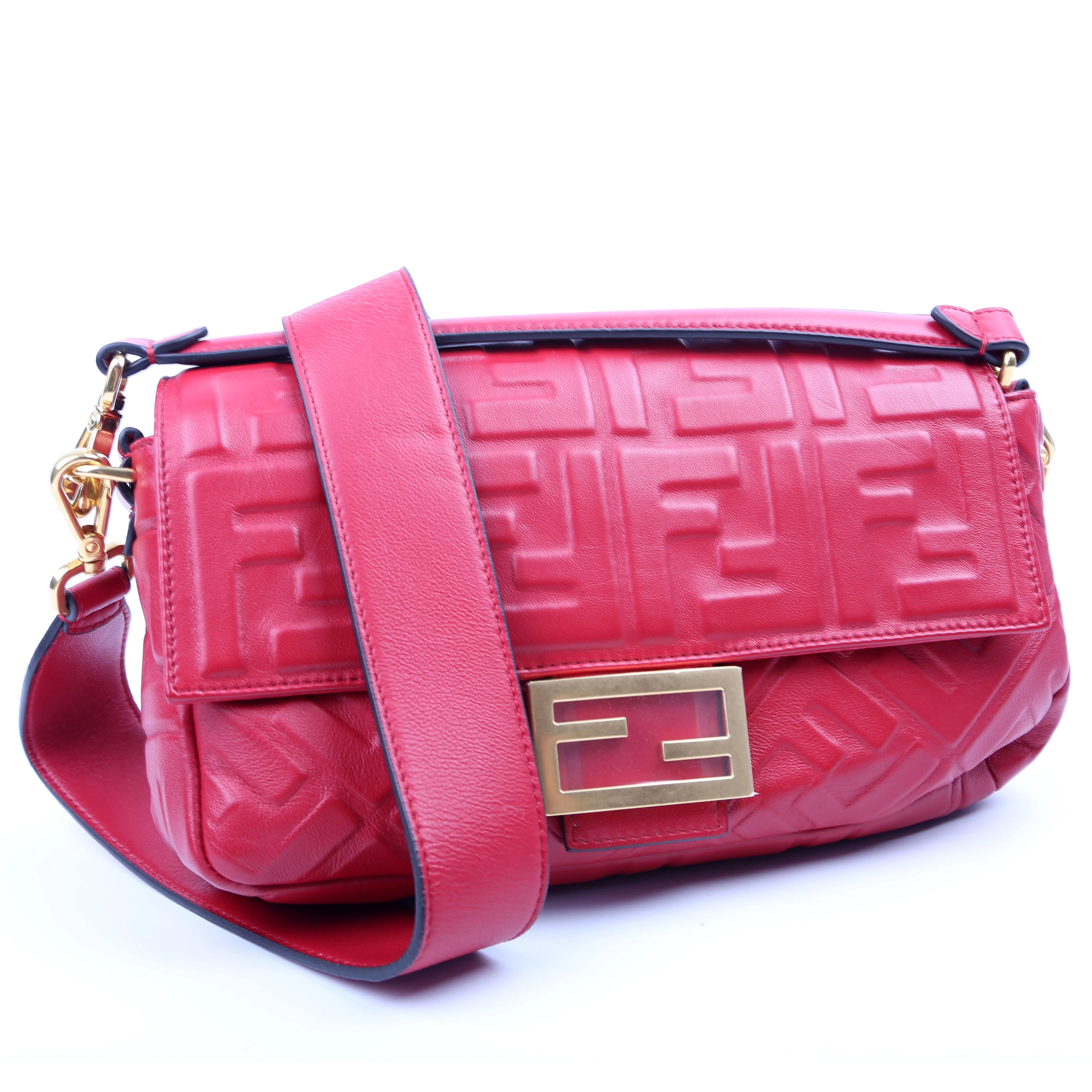 Baguette FF Embossed Nappa Red - Image 2