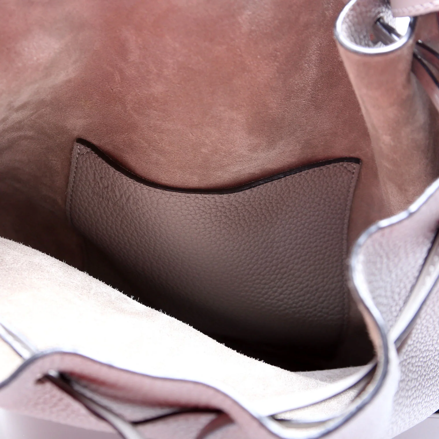 Balloon Bucket Bag Small Grain Leather Grey - Image 7
