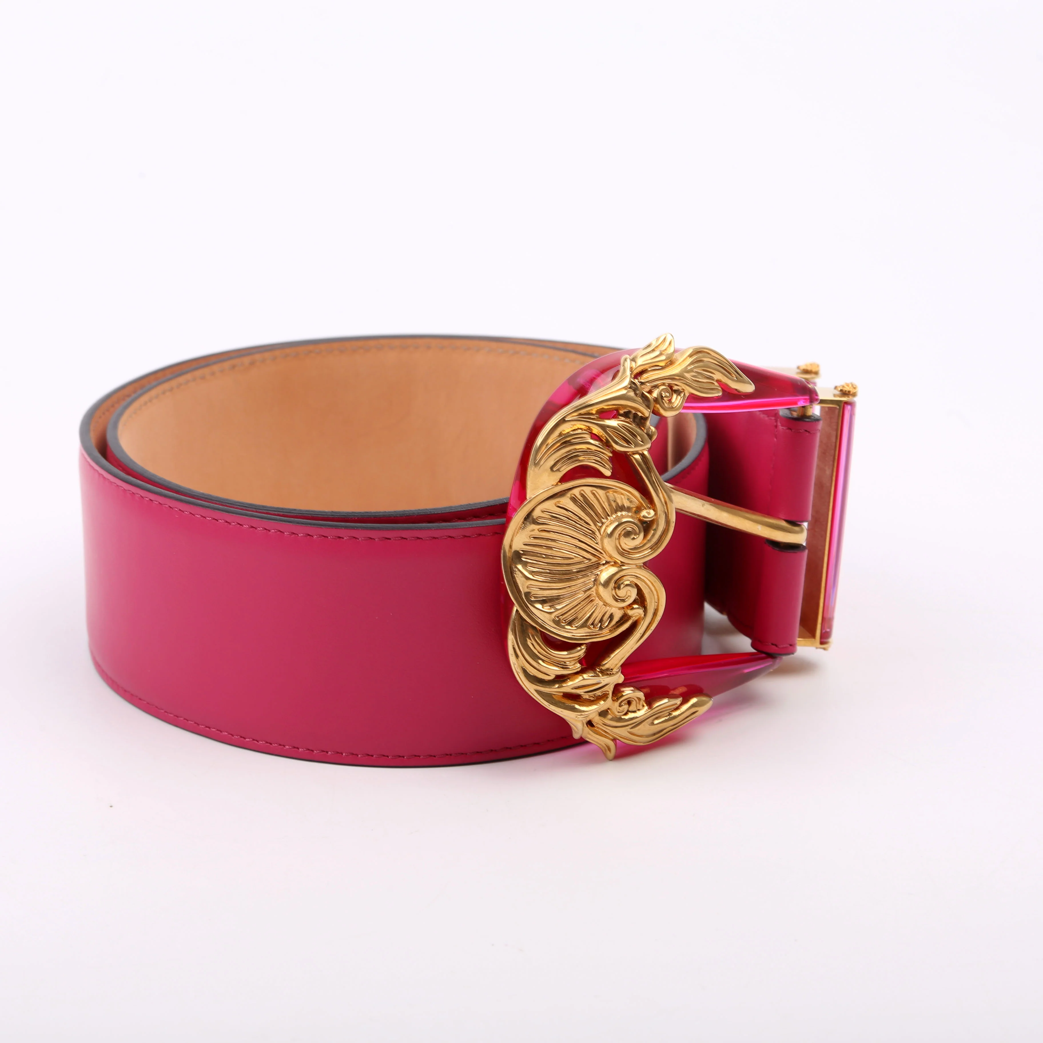 Baroque Bucklet Vitello Belt 80/32 Pink/Gold - Image 2
