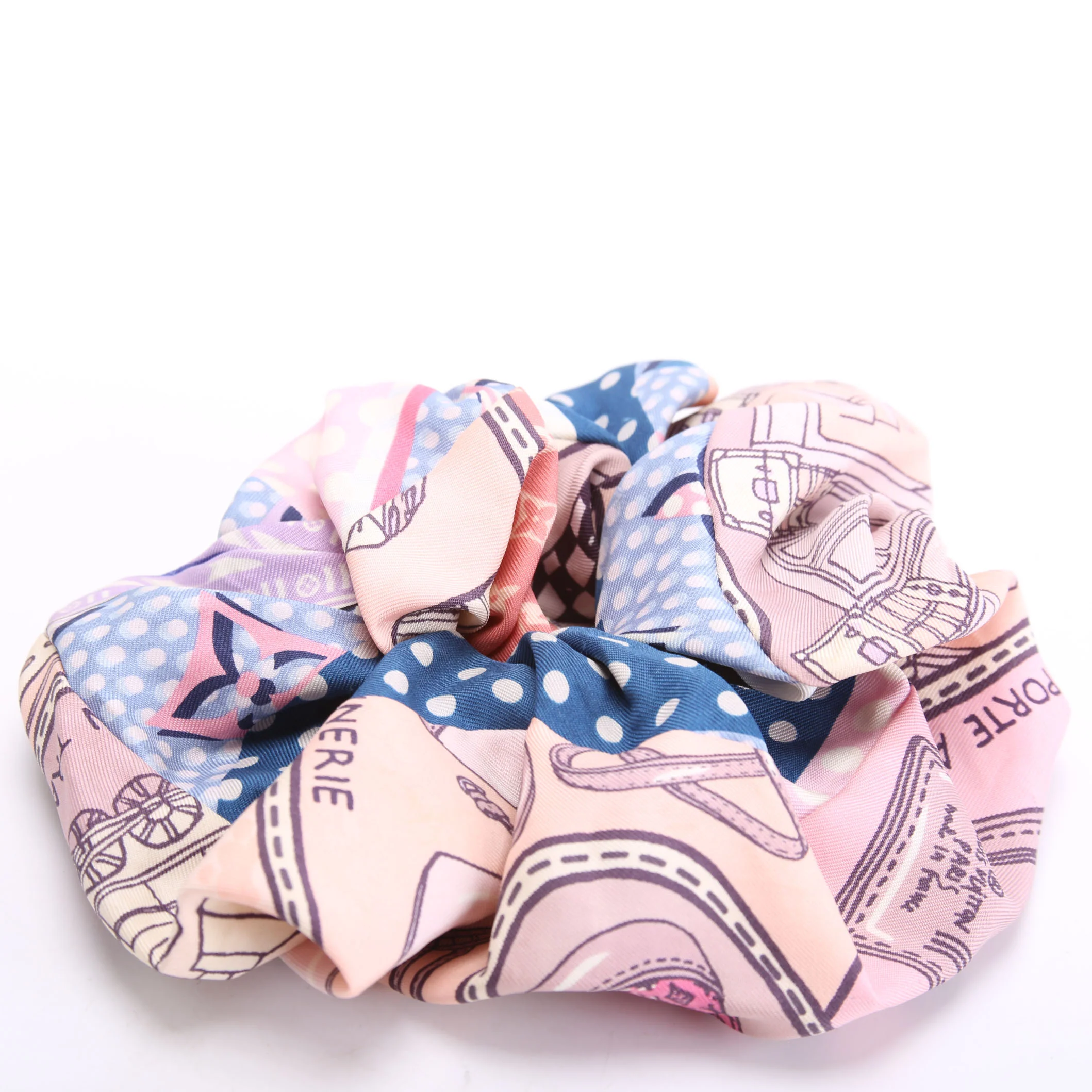 Be Mindful Trop Chou Silk Monogram Scrunchie Pink/Multicolor - Image 3