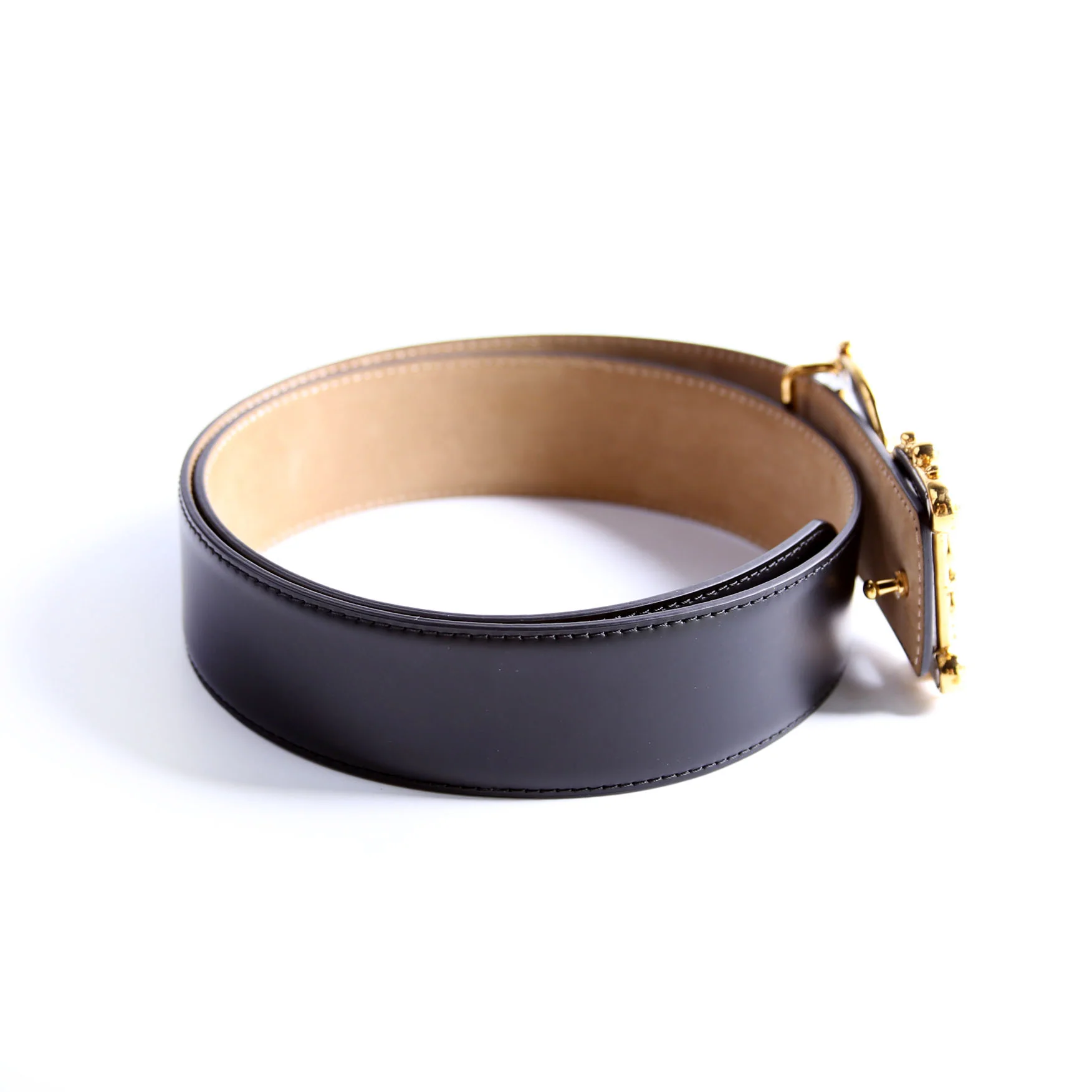 BE1517 Baroque Logo Leather Belt Size 80/32 Black - Image 4