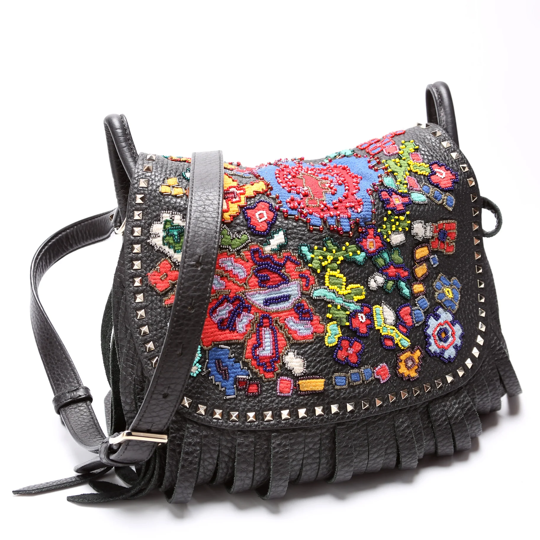 Beaded Embroidered Flap Messenger Bag - Image 2