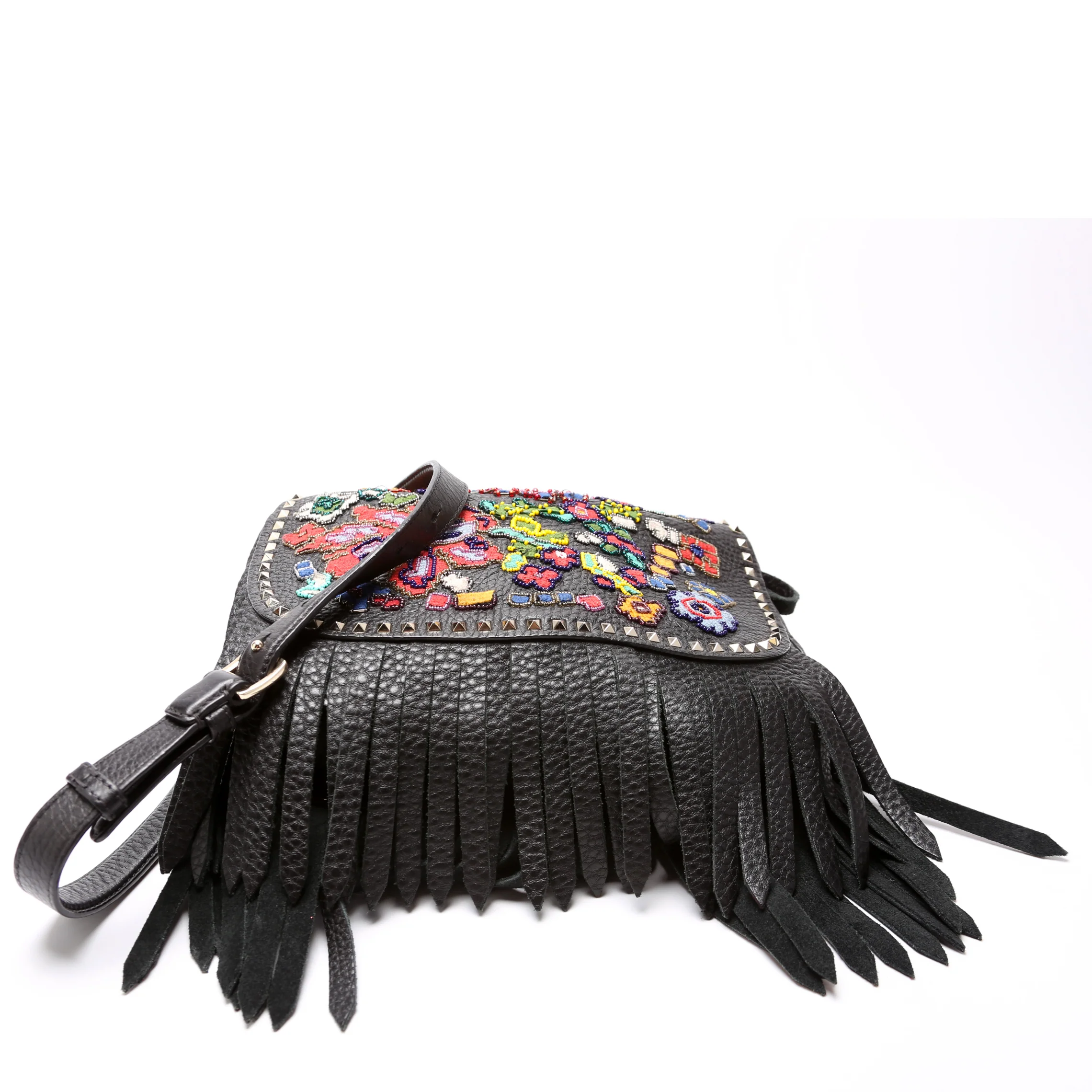 Beaded Embroidered Flap Messenger Bag - Image 4