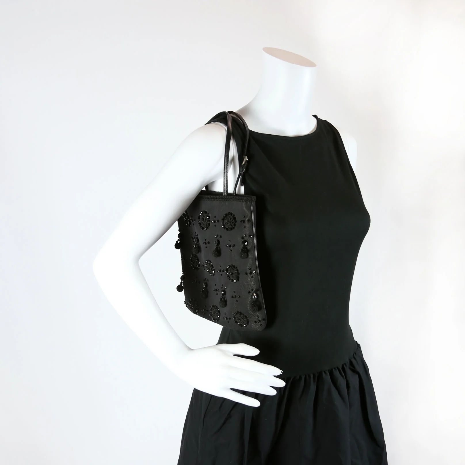 Beaded Mini Top Handle Black - Image 12