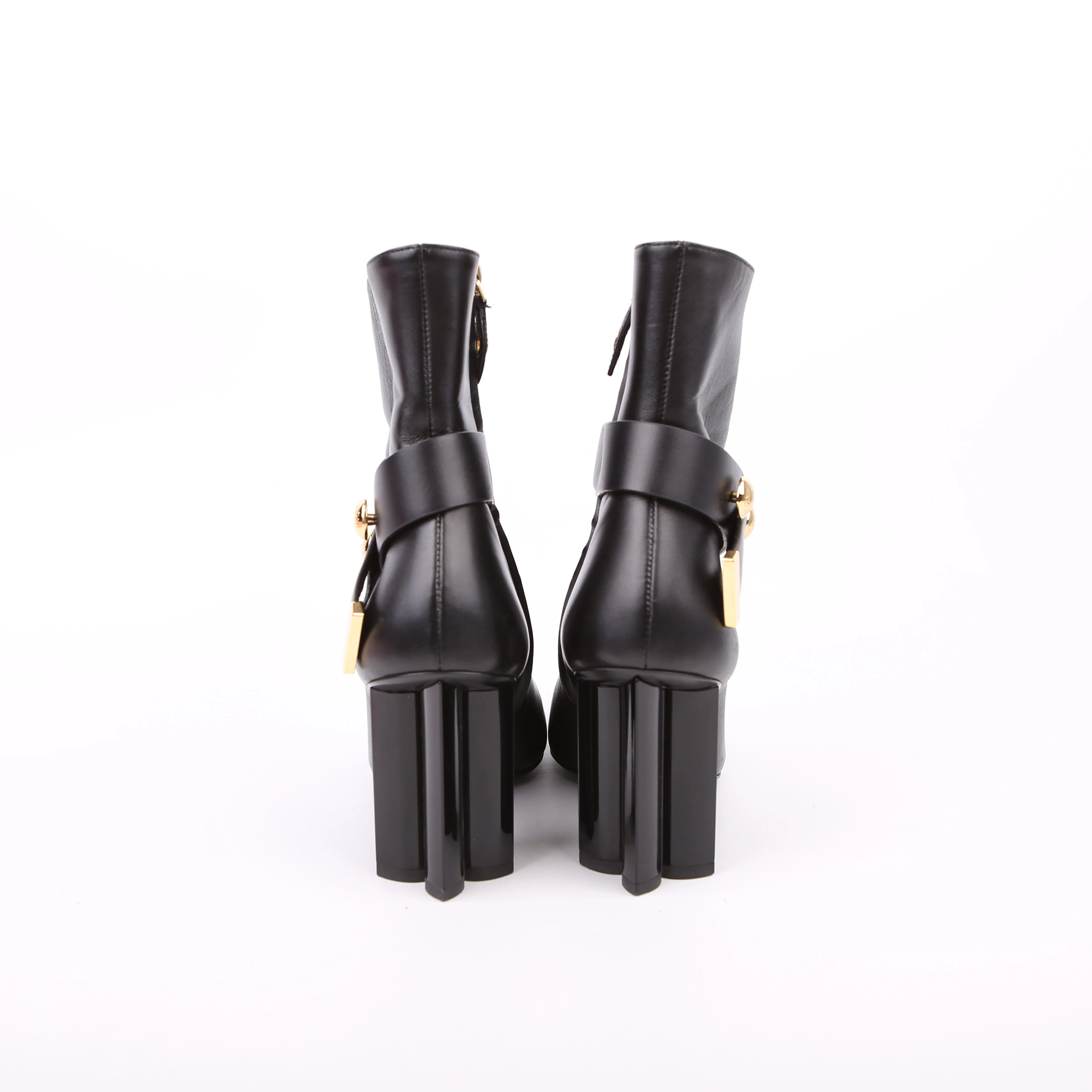 Belted Silhouette Leather Boots Size 39 Black - Image 4