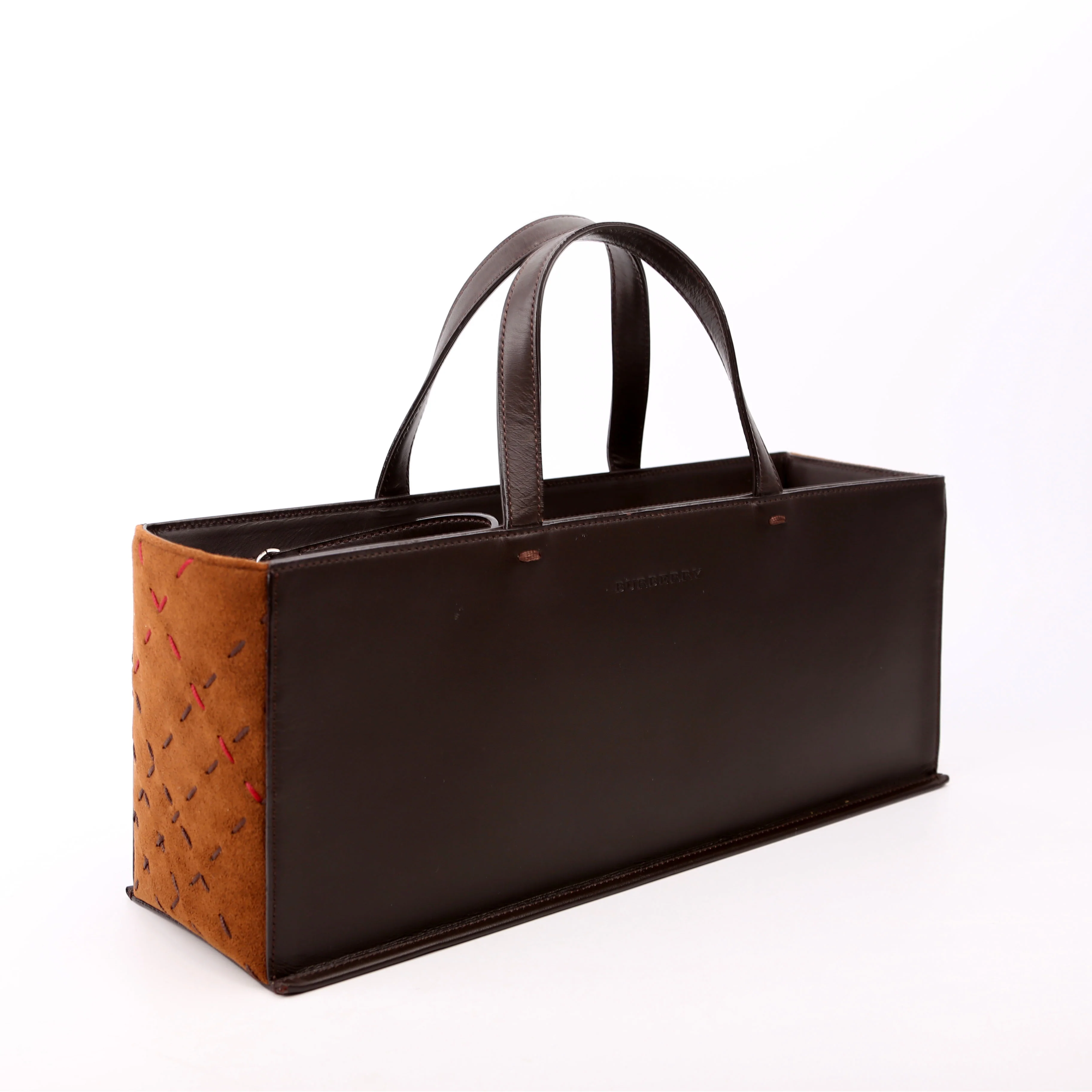 Big Stitch Zip Top Box Bag Brown - Image 2