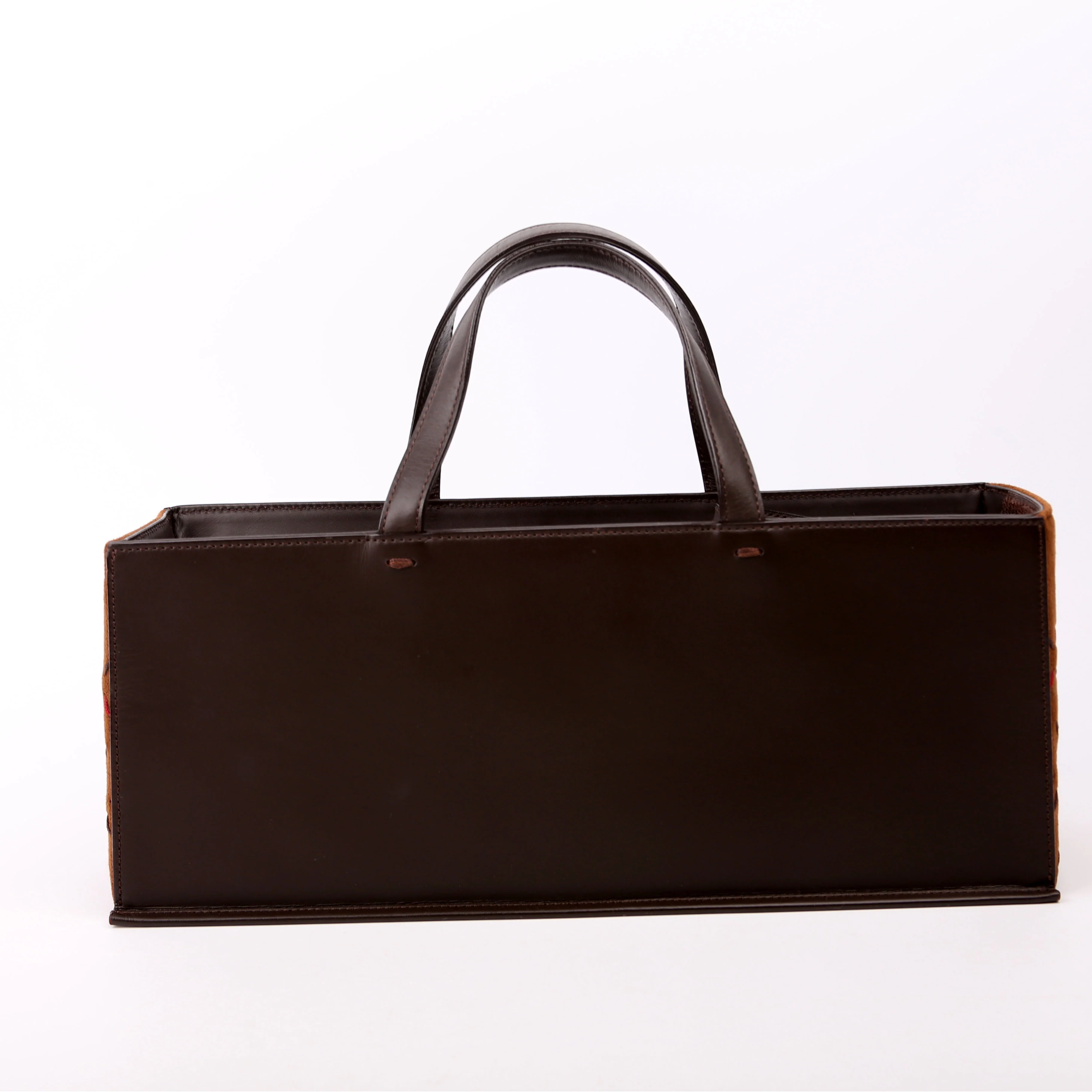 Big Stitch Zip Top Box Bag Brown - Image 3