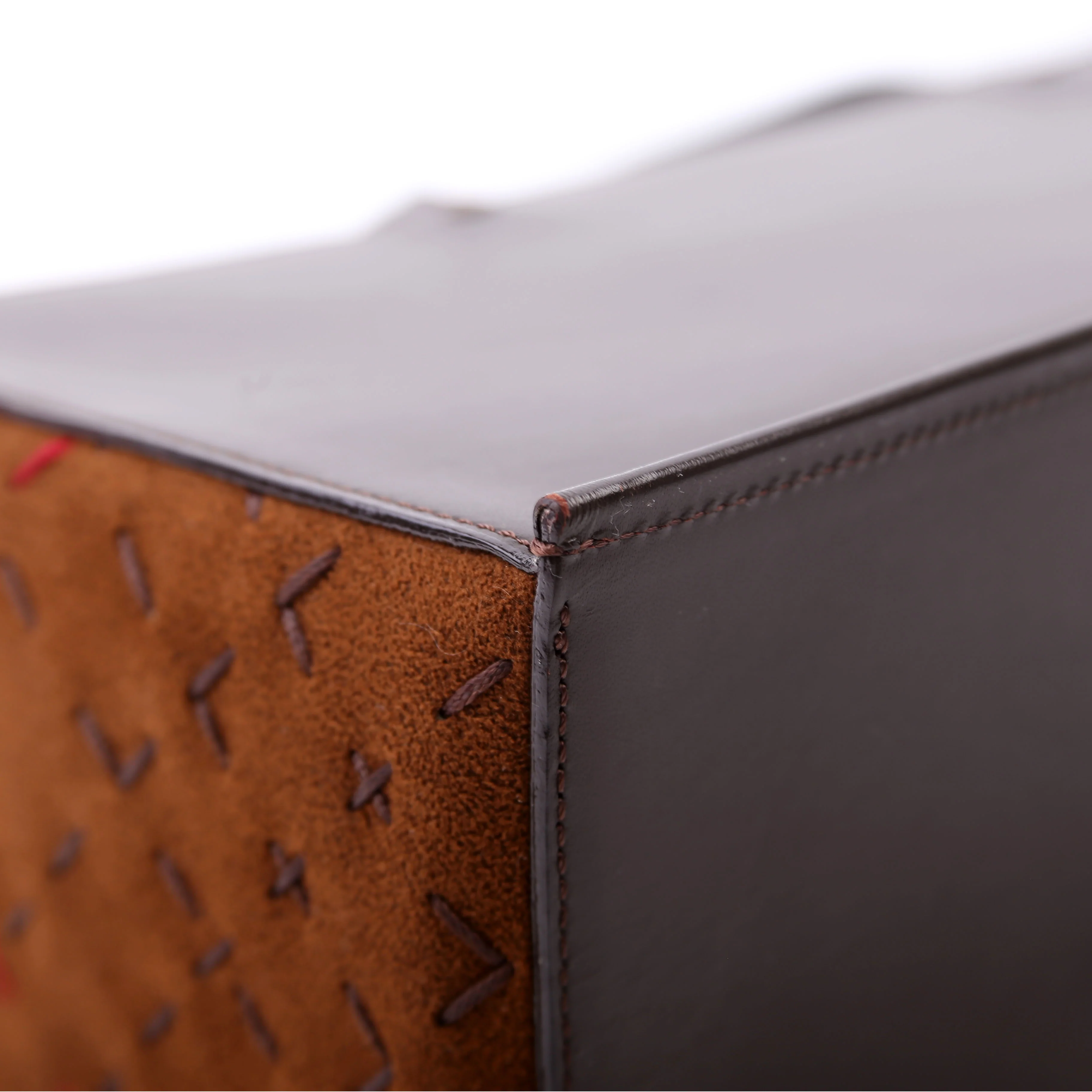 Big Stitch Zip Top Box Bag Brown - Image 8