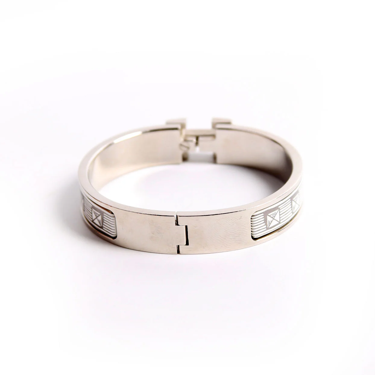 Bijoux Tromphe Clic Clac Narrow PM Bracelet Silver/White - Image 3