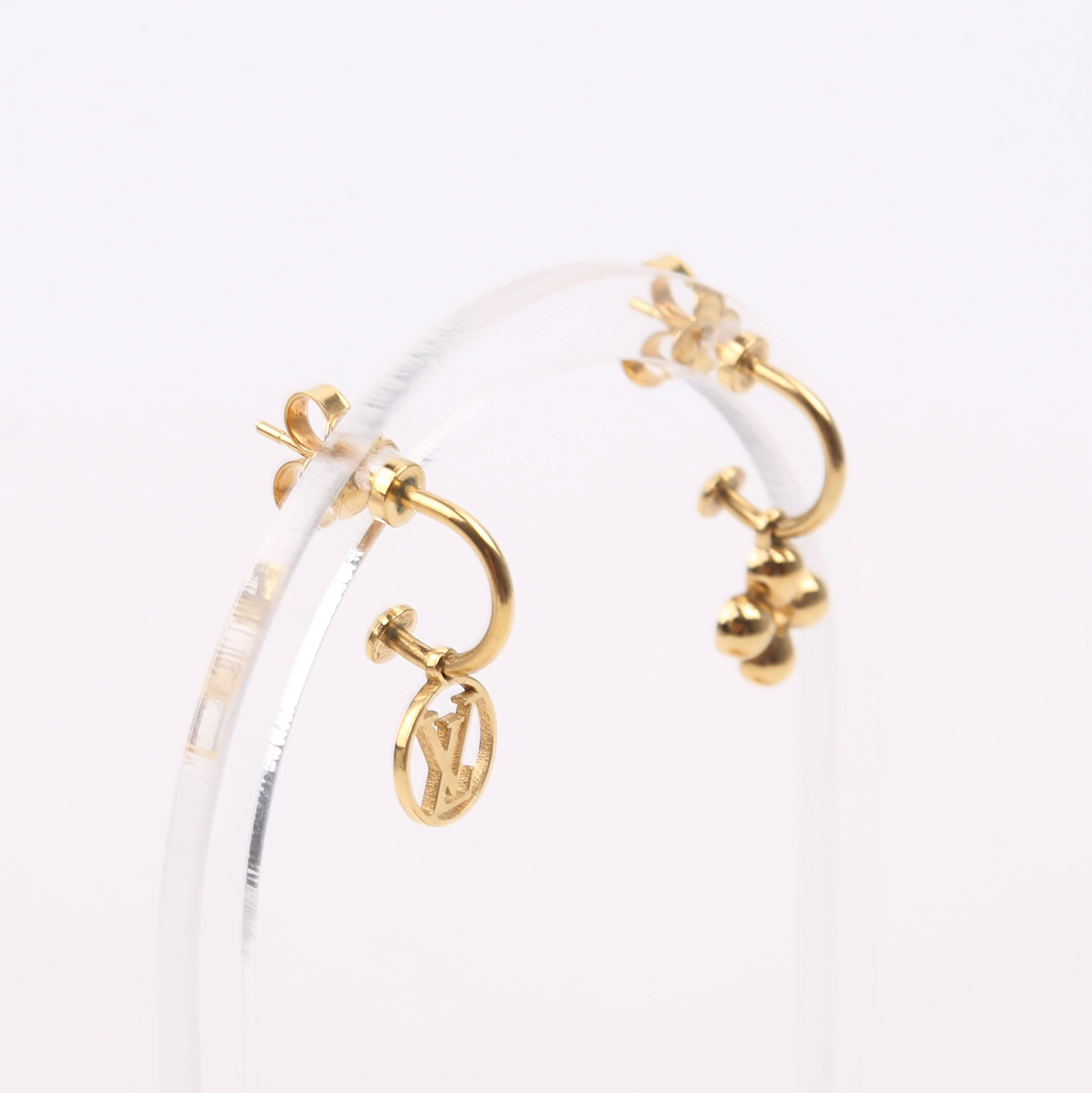 Blooming Drop Charm Earrings Gold - Image 2