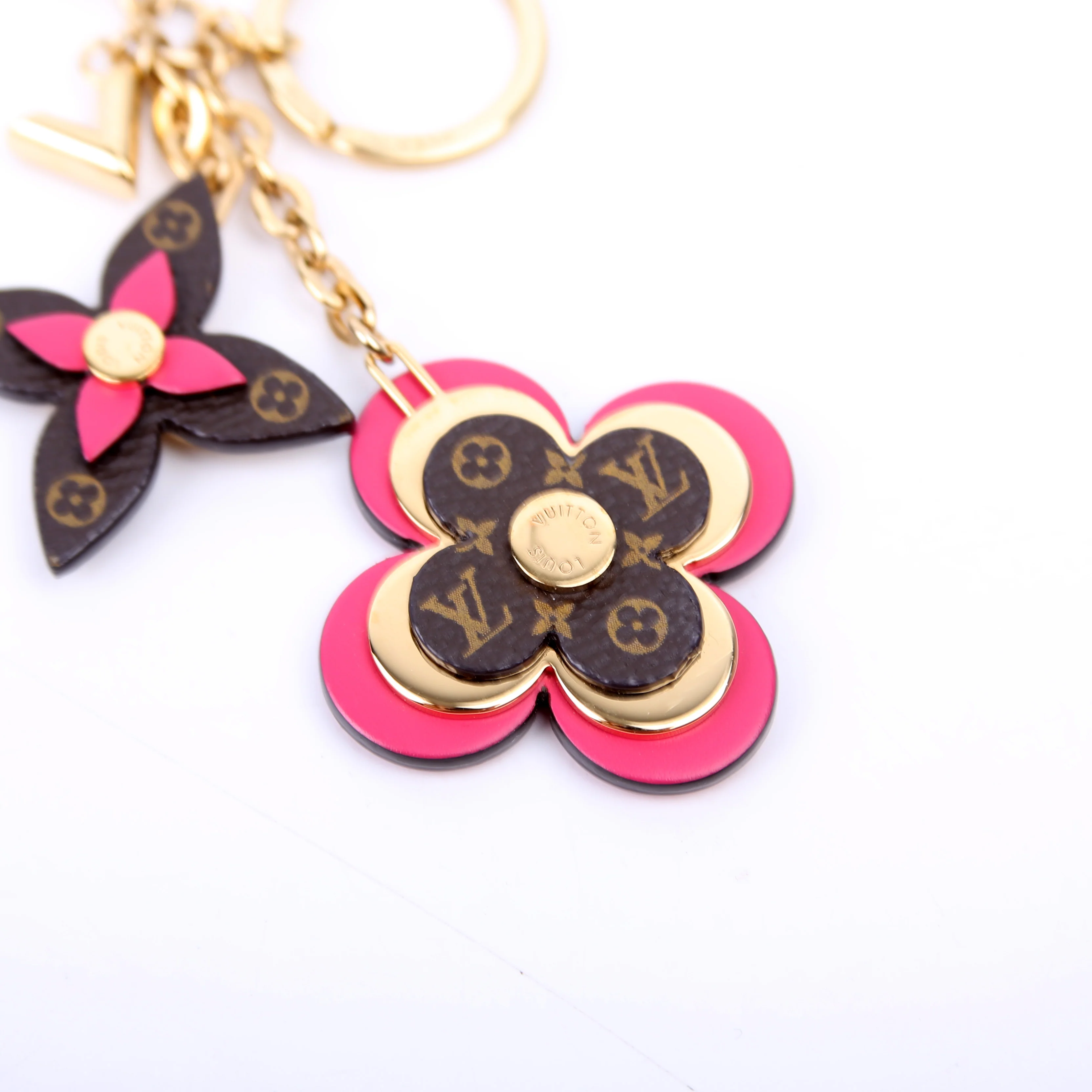 Blooming Flowers Key Ring Bag Charm Brown/Pink - Image 2