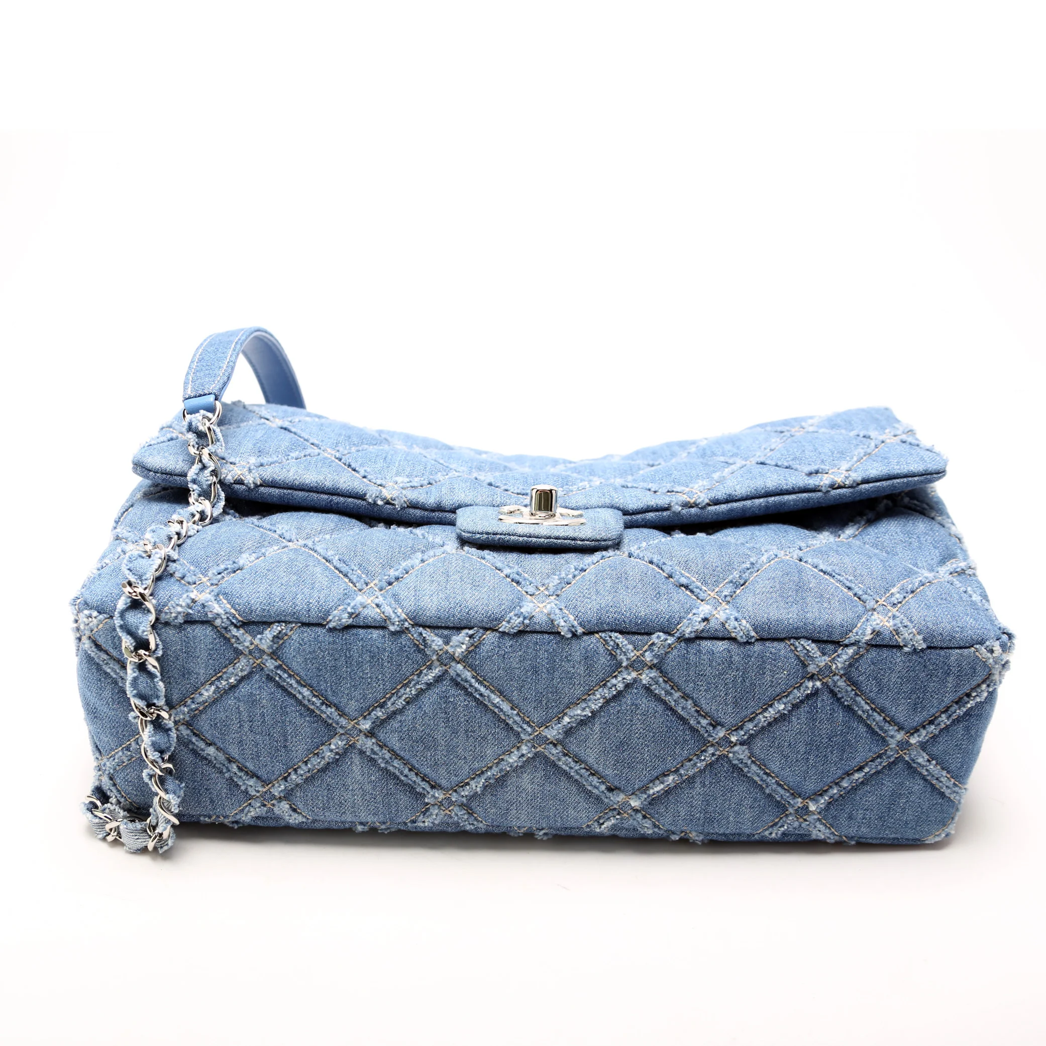 Blue Chip Flap Bag Large Frayed Denim 29M - Image 4