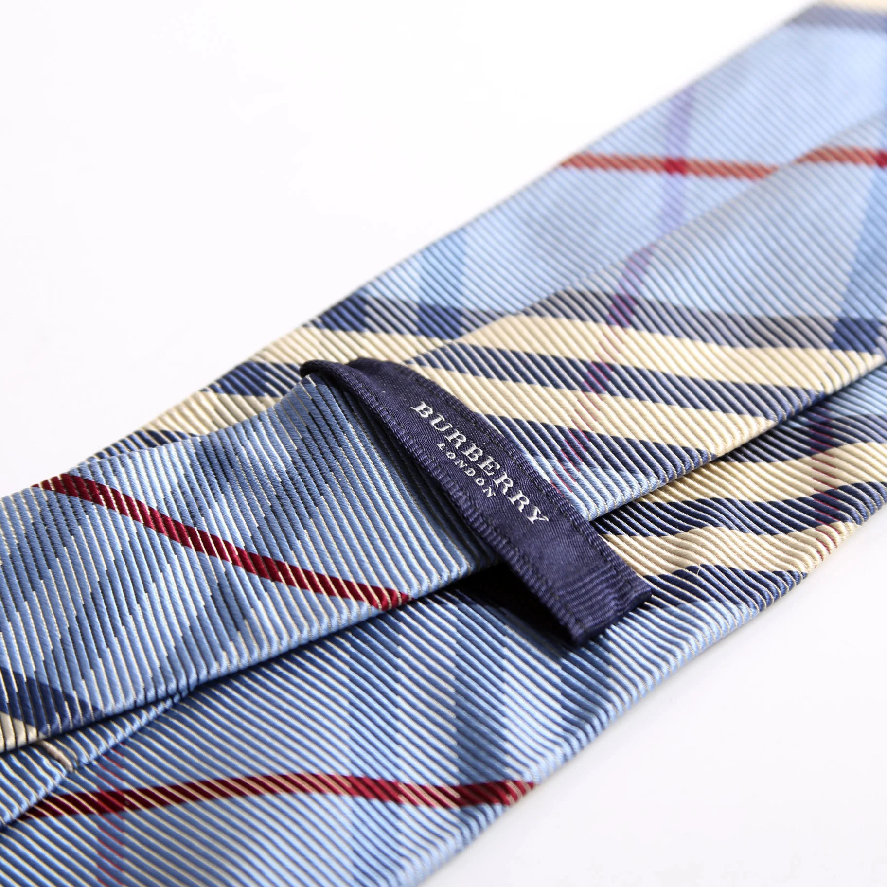 Blue Vintage Check Silk Tie Blue - Image 3