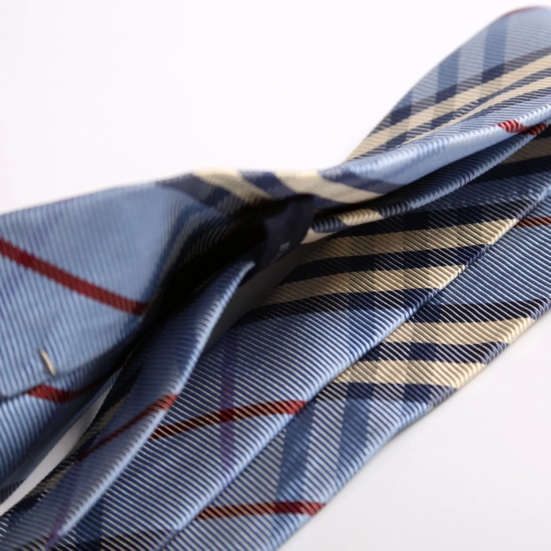 Blue Vintage Check Silk Tie Blue - Image 4