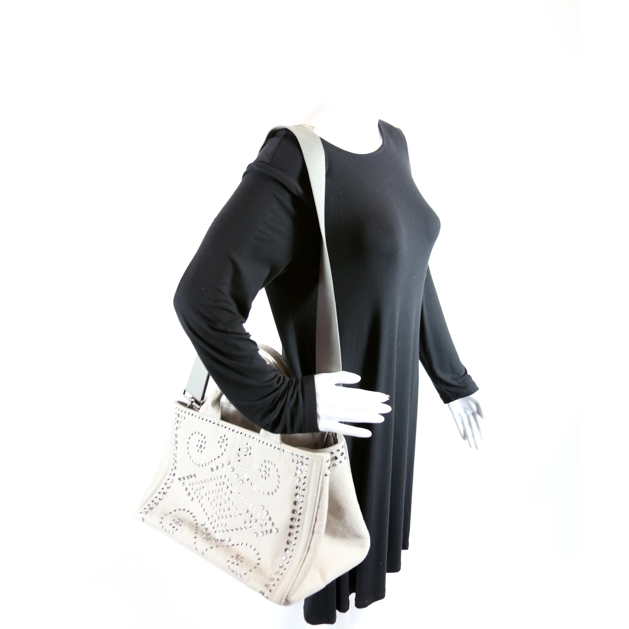 BM2642 Canapa Studded Canvas Tote Grey - Image 11