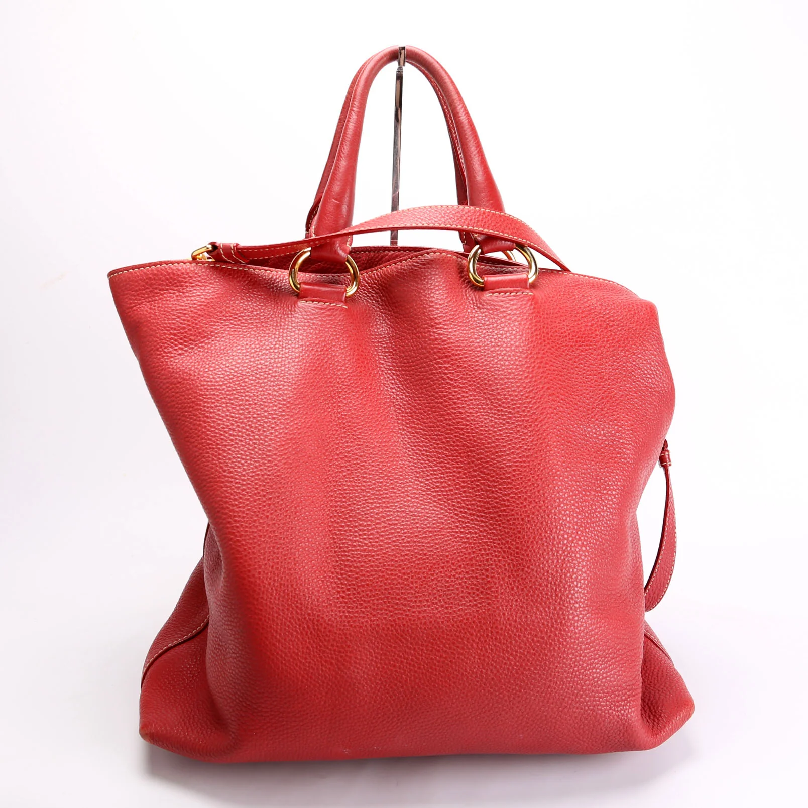 BN1713 Soft Calf Large Shopping Tote Red - Image 3