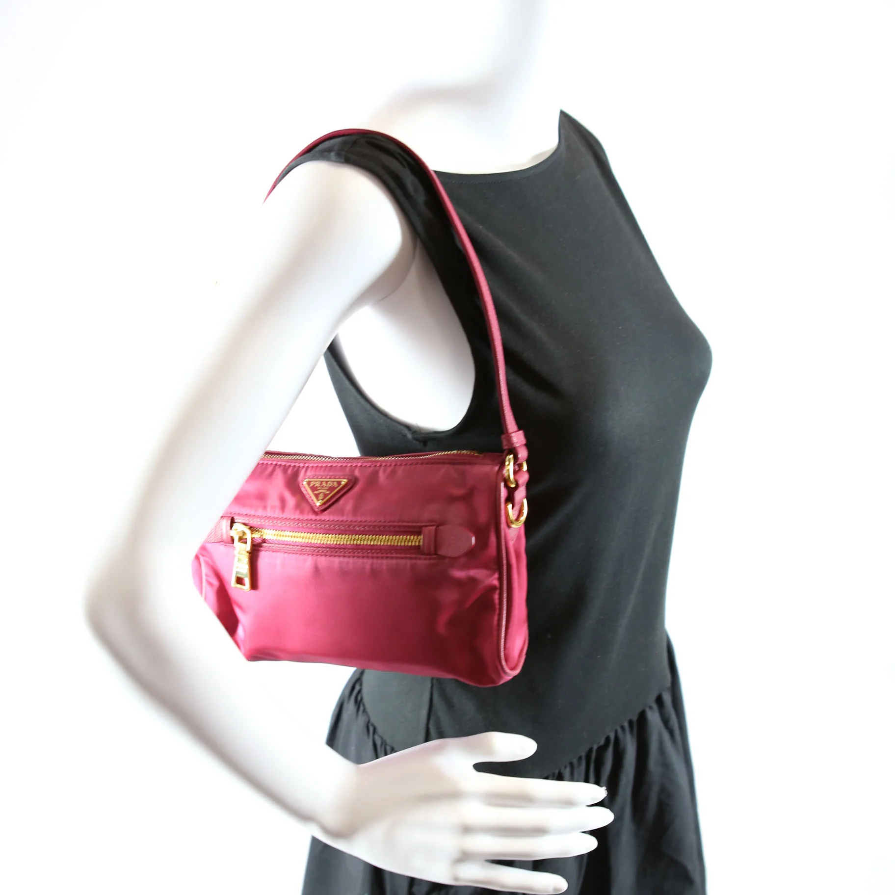 BN1834 Tessuto Nylon Shoulder Bag Pink - Image 14