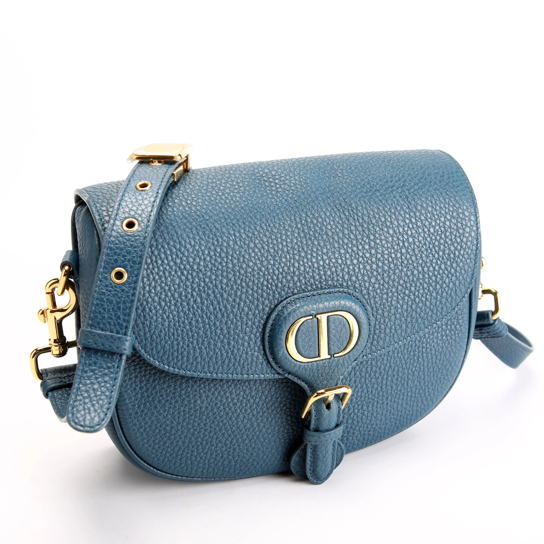 Bobby Bag Medium Grain Leather Blue/Gold - Image 2