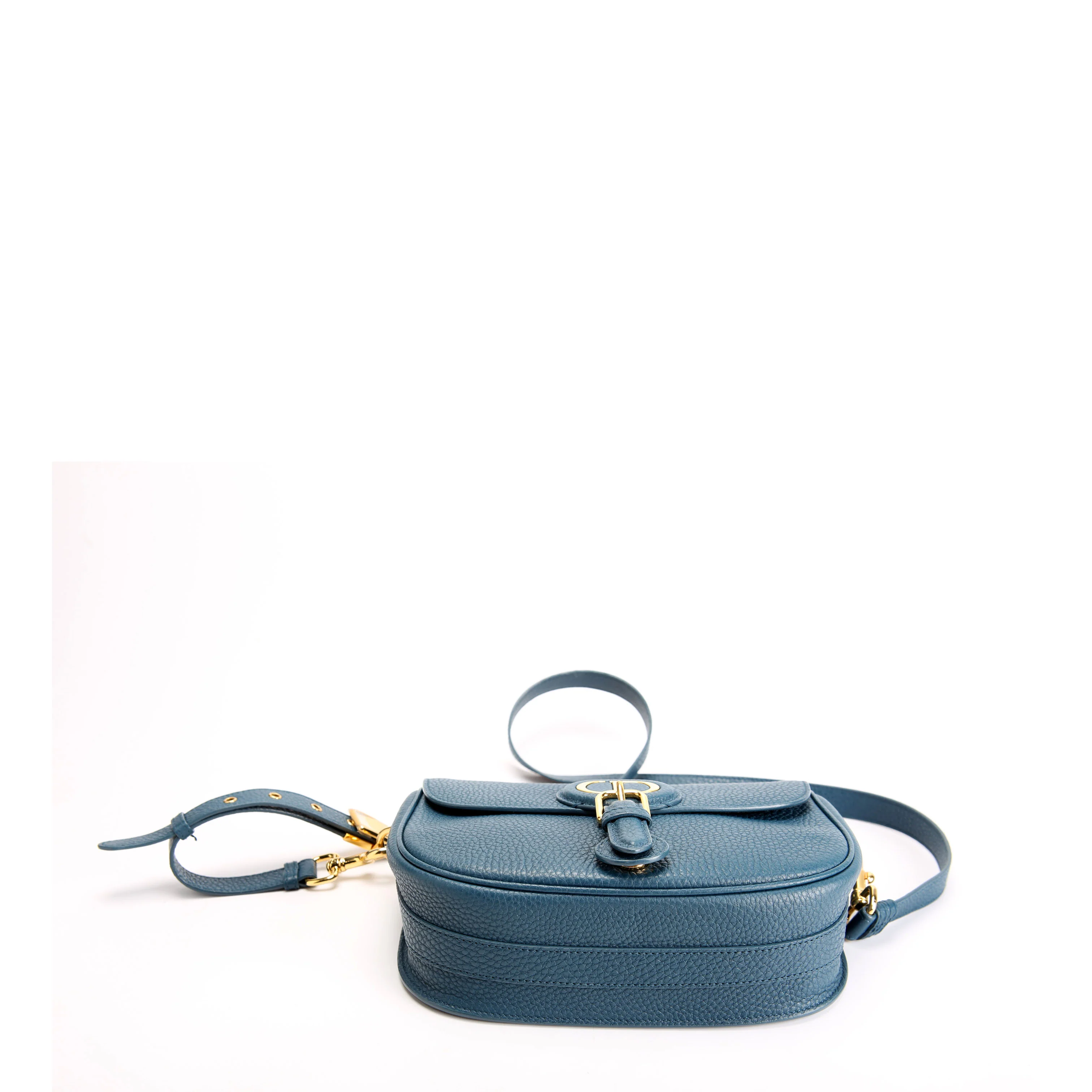 Bobby Bag Medium Grain Leather Blue/Gold - Image 4