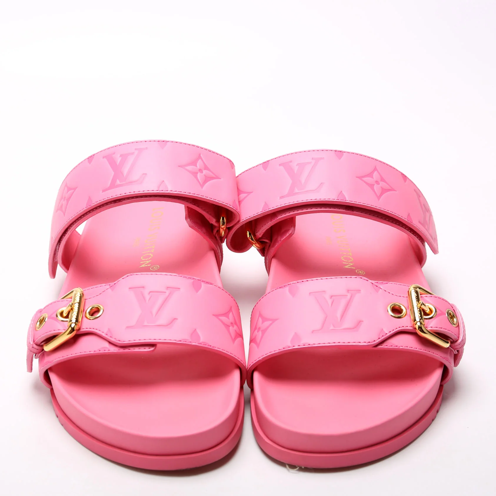 Bom Dia Flat Mules Monogram Calfskin Size 37 Pink - Image 2