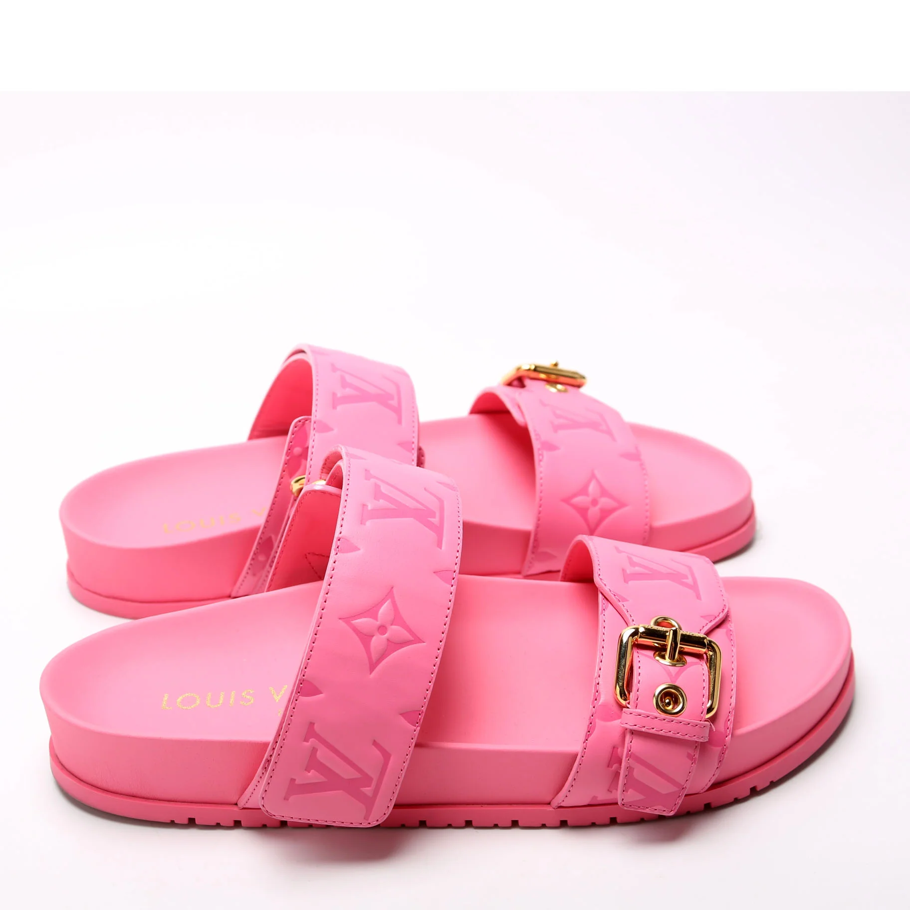 Bom Dia Flat Mules Monogram Calfskin Size 37 Pink - Image 3