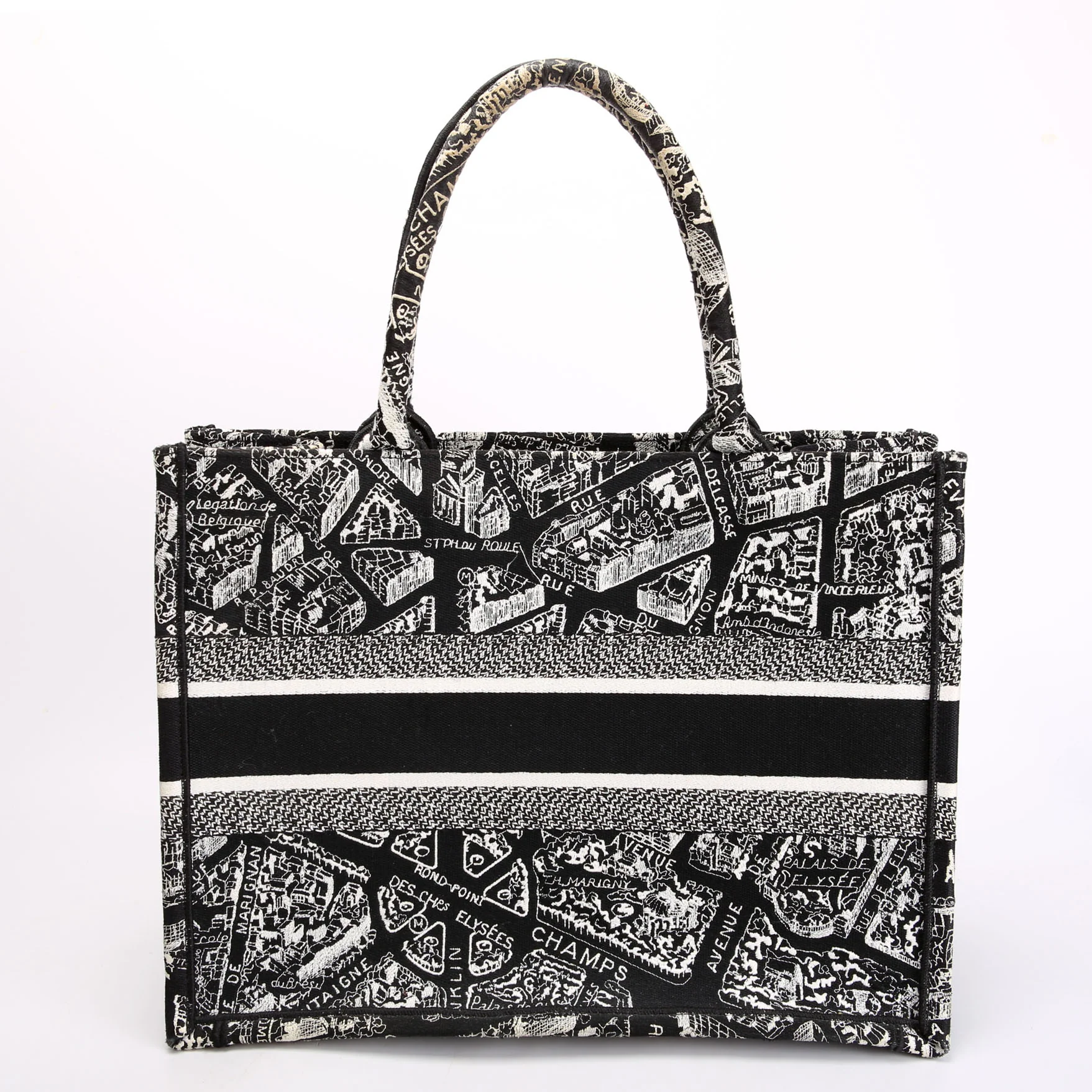 Book Tote Embossed Plan De Paris Medium Black - Image 3